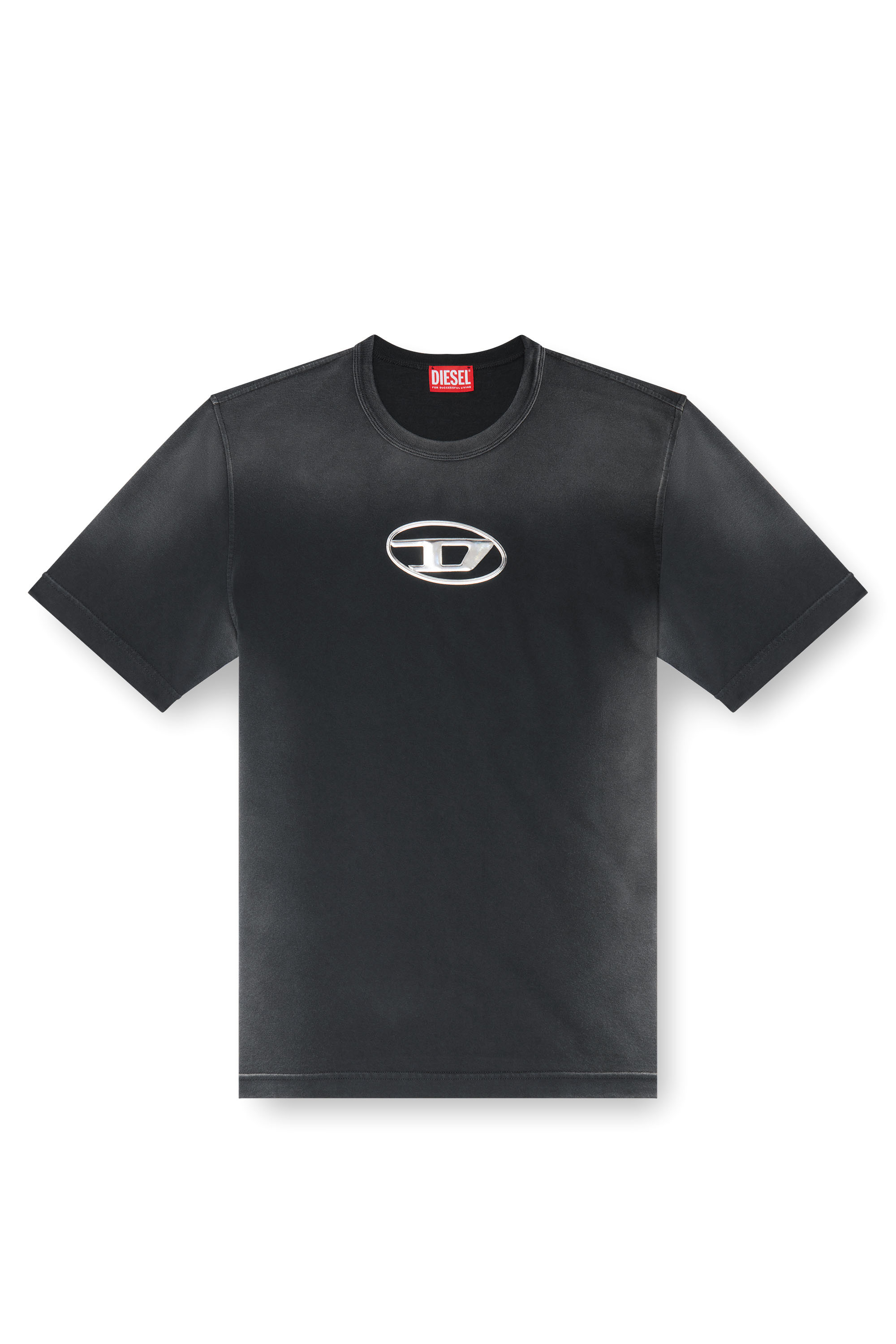 Diesel - T-ADJUST-Q8, Man Faded T-shirt with cut-out Oval D logo in Black - Image 3