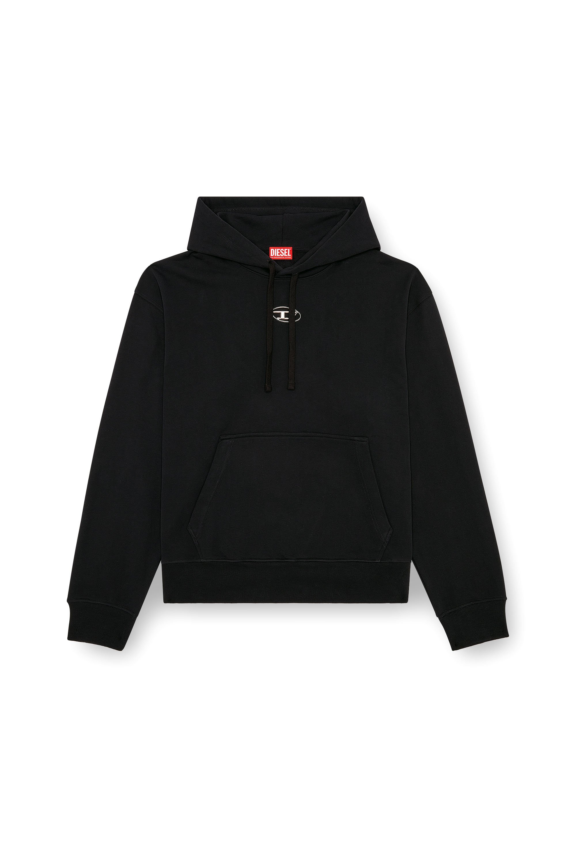 Diesel - S-MACS-HOOD-OD, Man Oversized hoodie with metallic logo in Black - Image 3