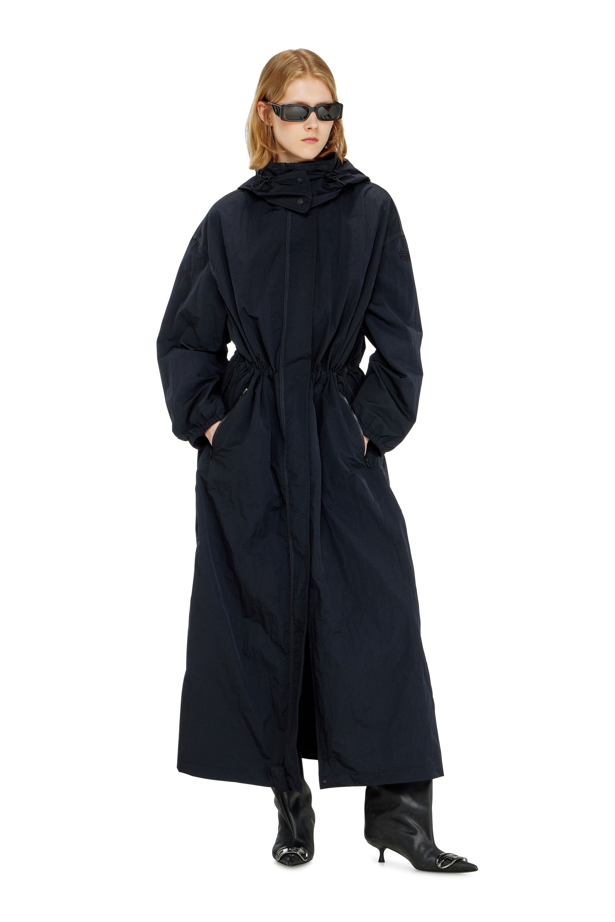 Diesel - G-ASTER-T1, Woman's Nylon trench coat with detachable hood in null - 1