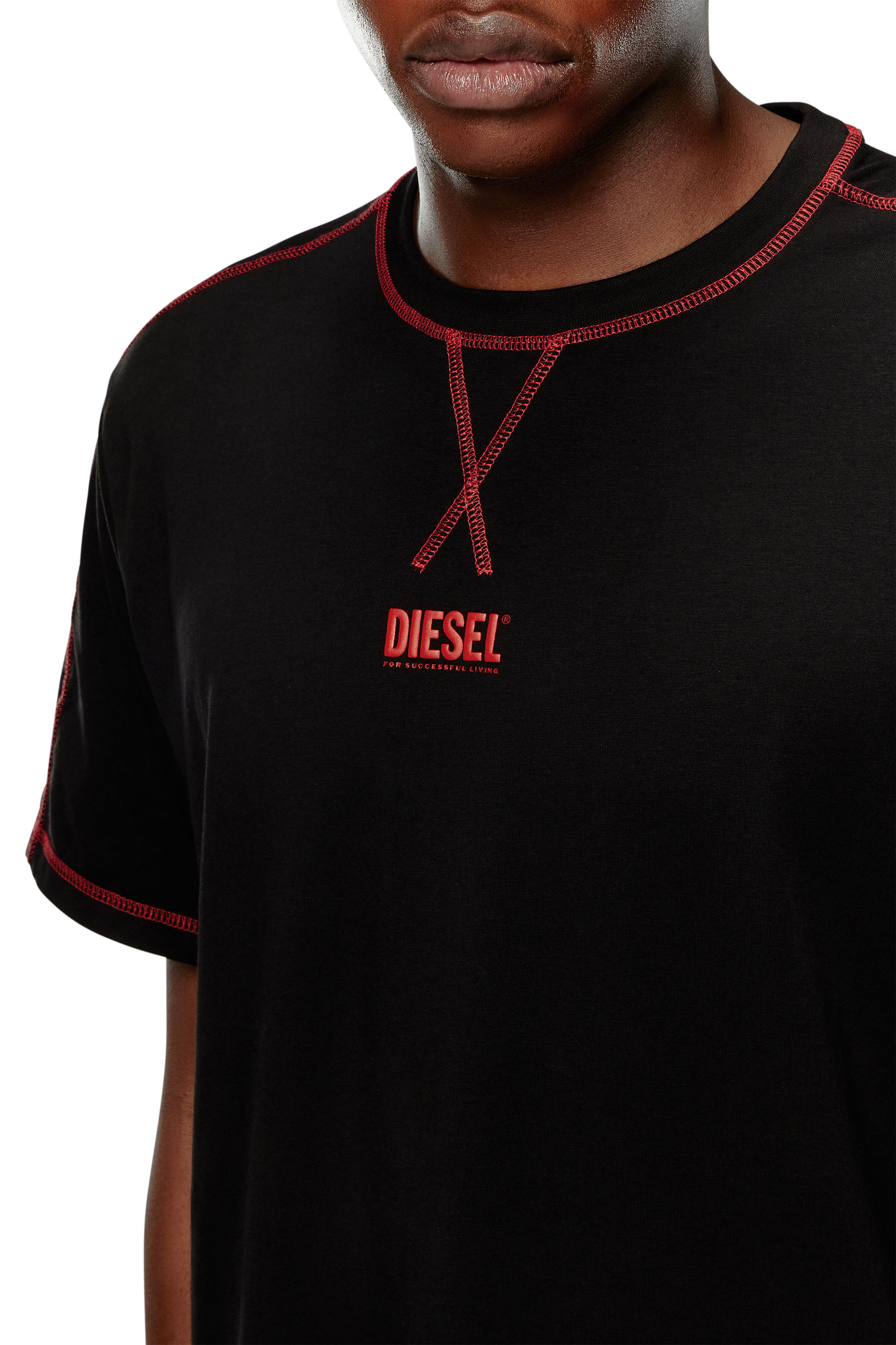 Diesel - UMSET-WILORT, Man Short pyjamas with contrast stitching in Black - Image 3