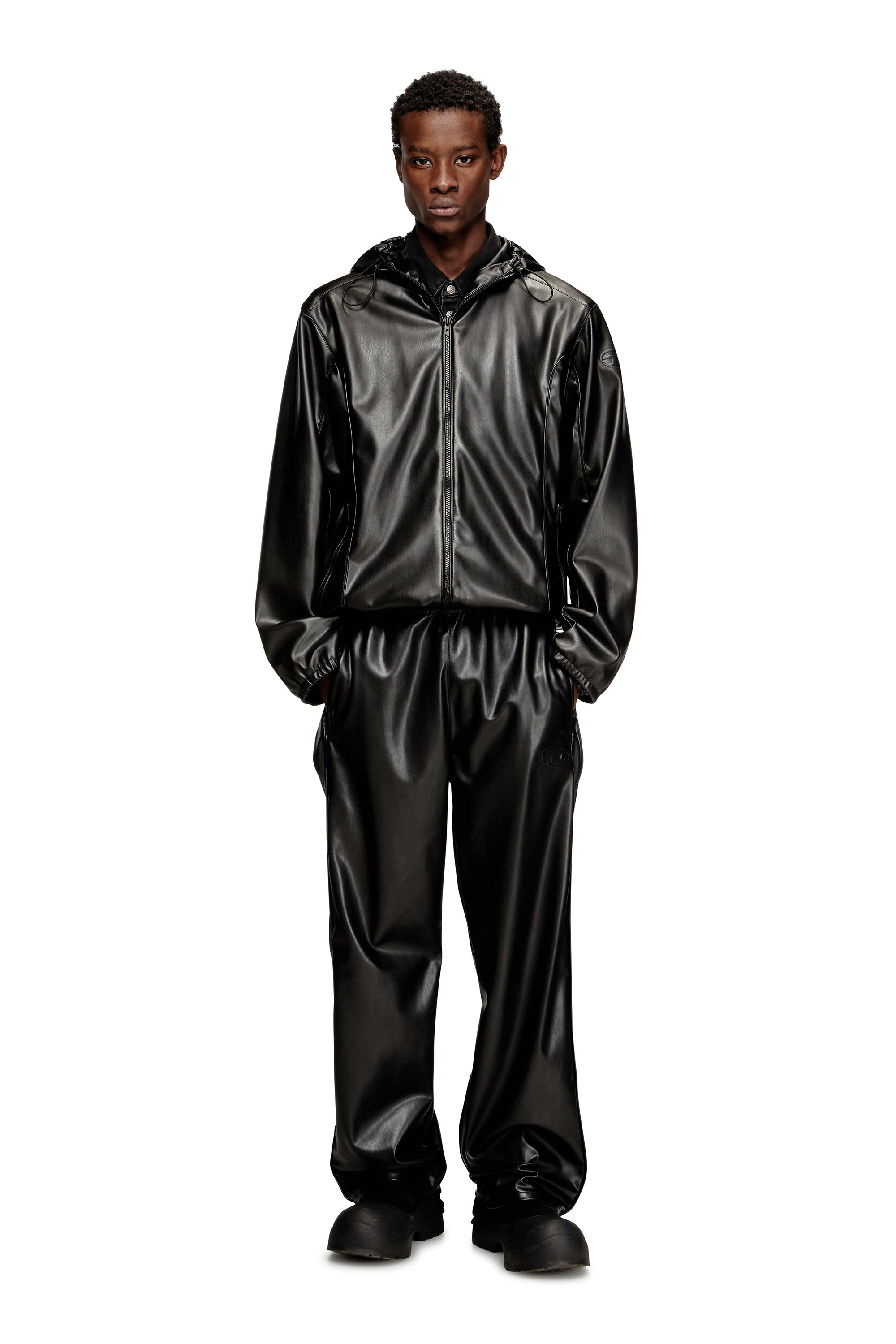 Diesel - P-ARTEN-PIPING-PGBX, Man's Track pants in coated fabric in null - 2