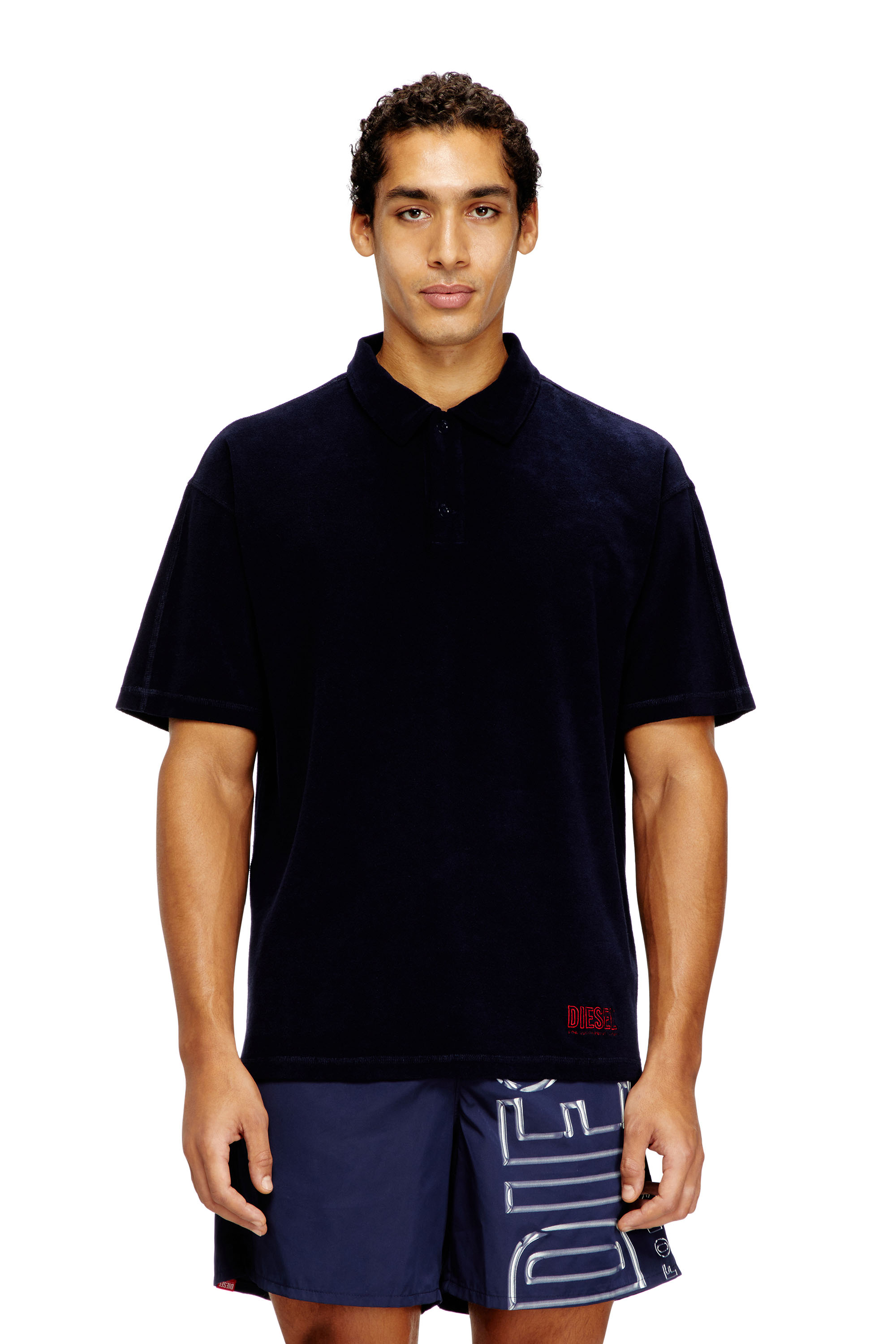 Diesel - JOSHUA-D-CORE, Man's Towelling cotton polo shirt in Blue - 1