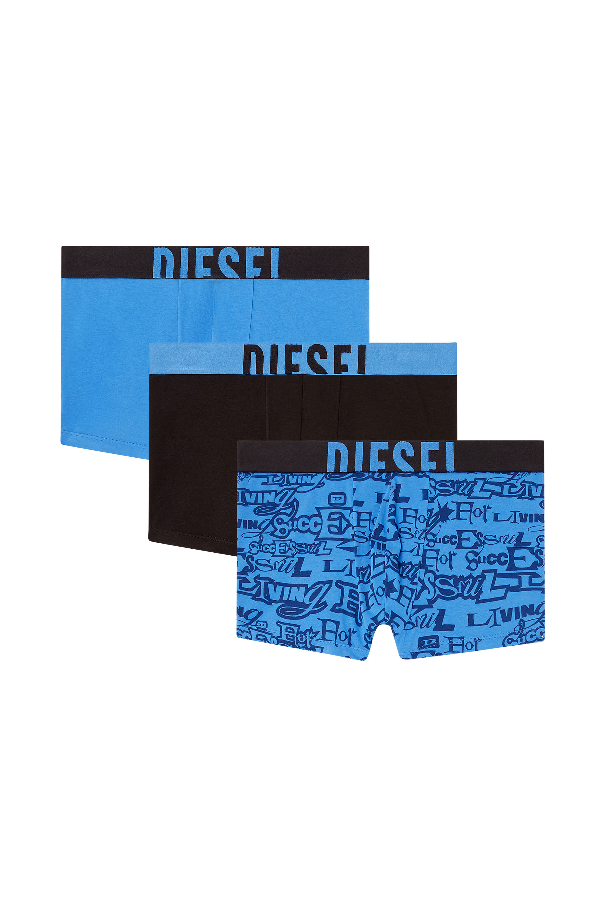 Diesel - DAMIEN-D-POP-3PACK-40, Man's Three-pack cotton trunks with bold logos in Blue/Black - 2