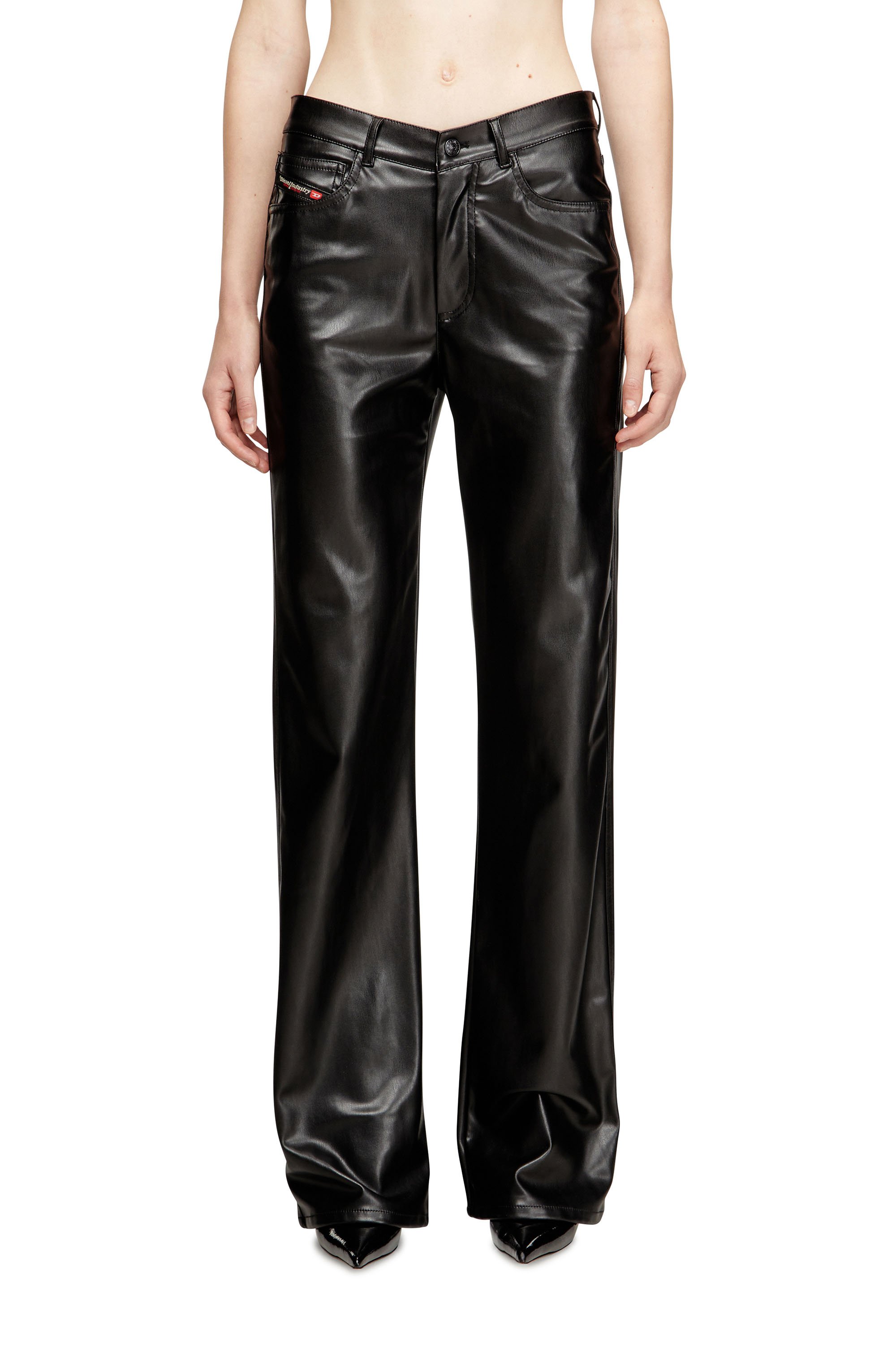 Diesel - P-LAIN, Woman's Five pocket pants in coated fabric in Black - 1