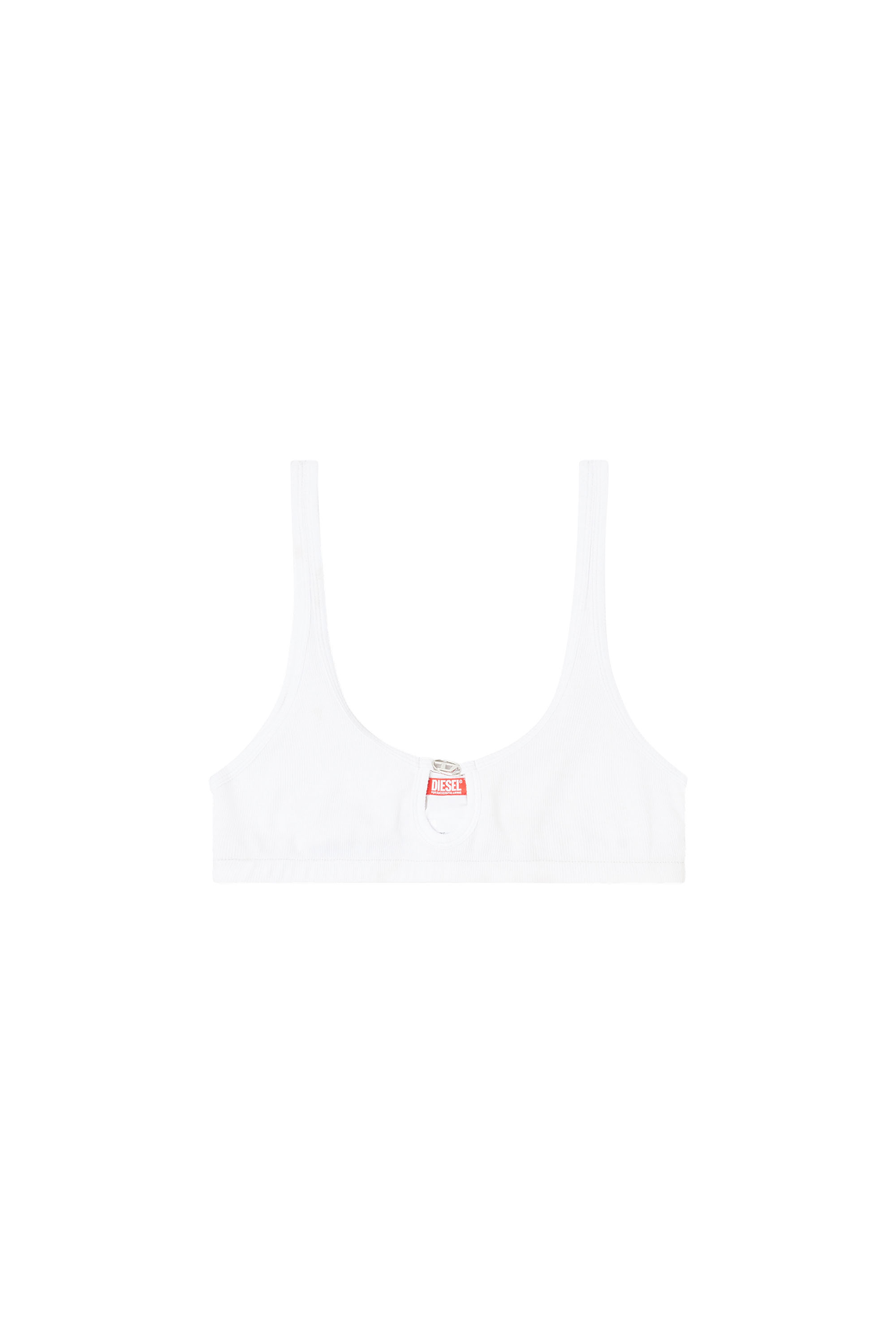 Diesel - FLORENCE-DNM, Woman's Soft bra in cotton rib with jewel Oval D in White - 2