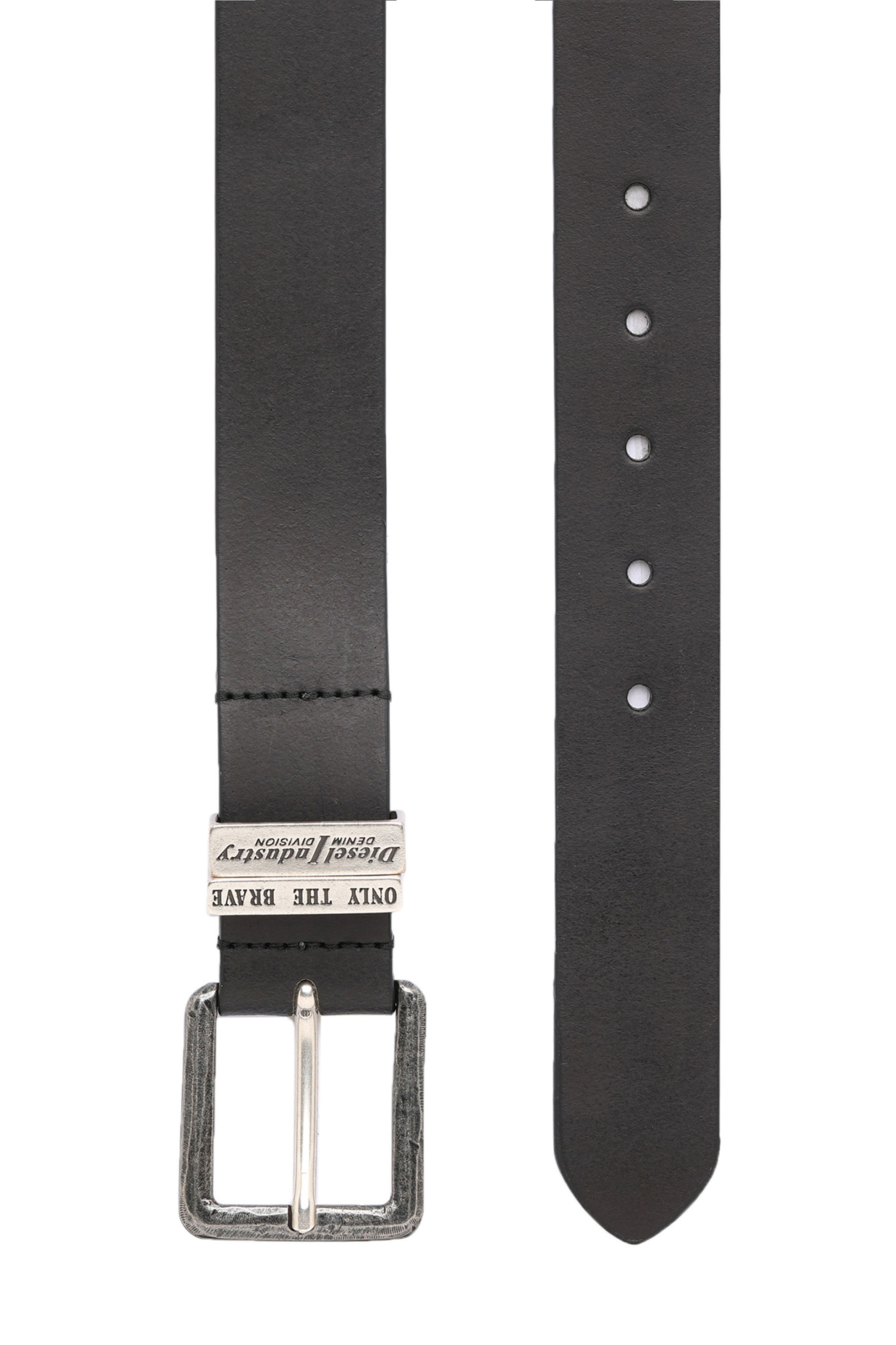 Diesel - B-GUARANTEE-A, Man's 3.4cm leather belt with burnished hardware in Black - 2