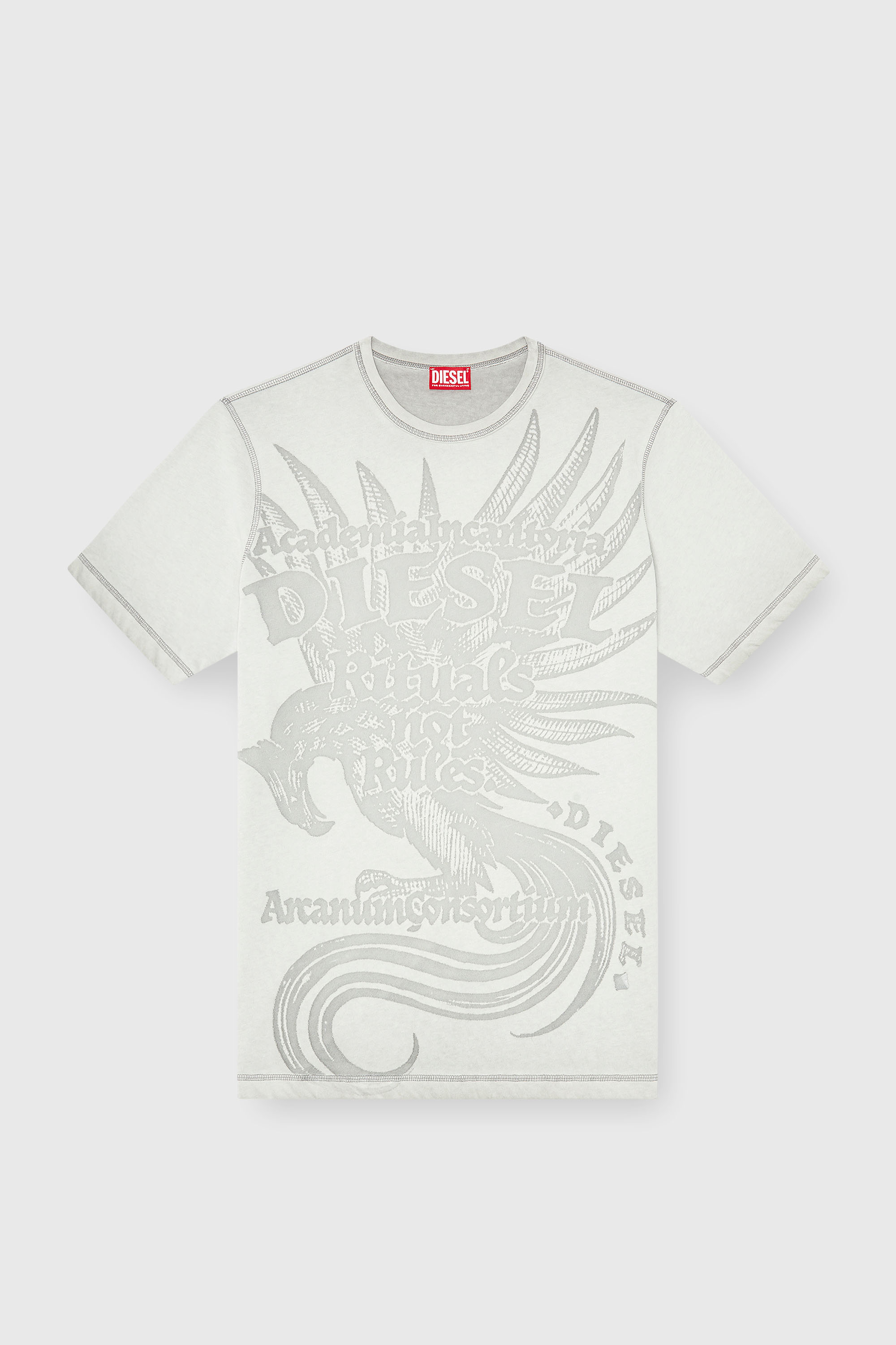 Diesel - T-RAWJUST-AA1, Man's Jersey T-shirt with embossed graphic in Light Grey - 2