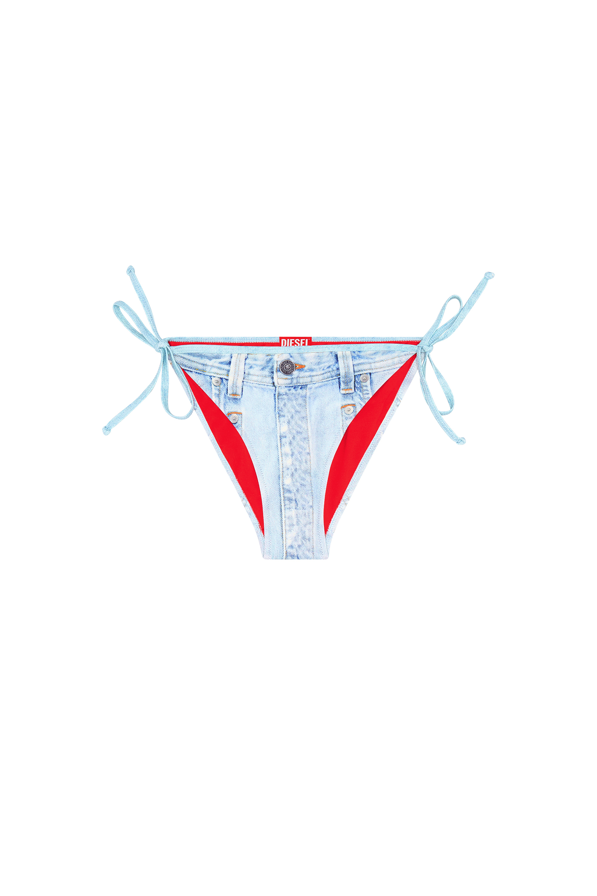 Diesel - BFPN-BRIGITTES, Woman's Bikini briefs with denim trompe l'oeil in Azure - 4