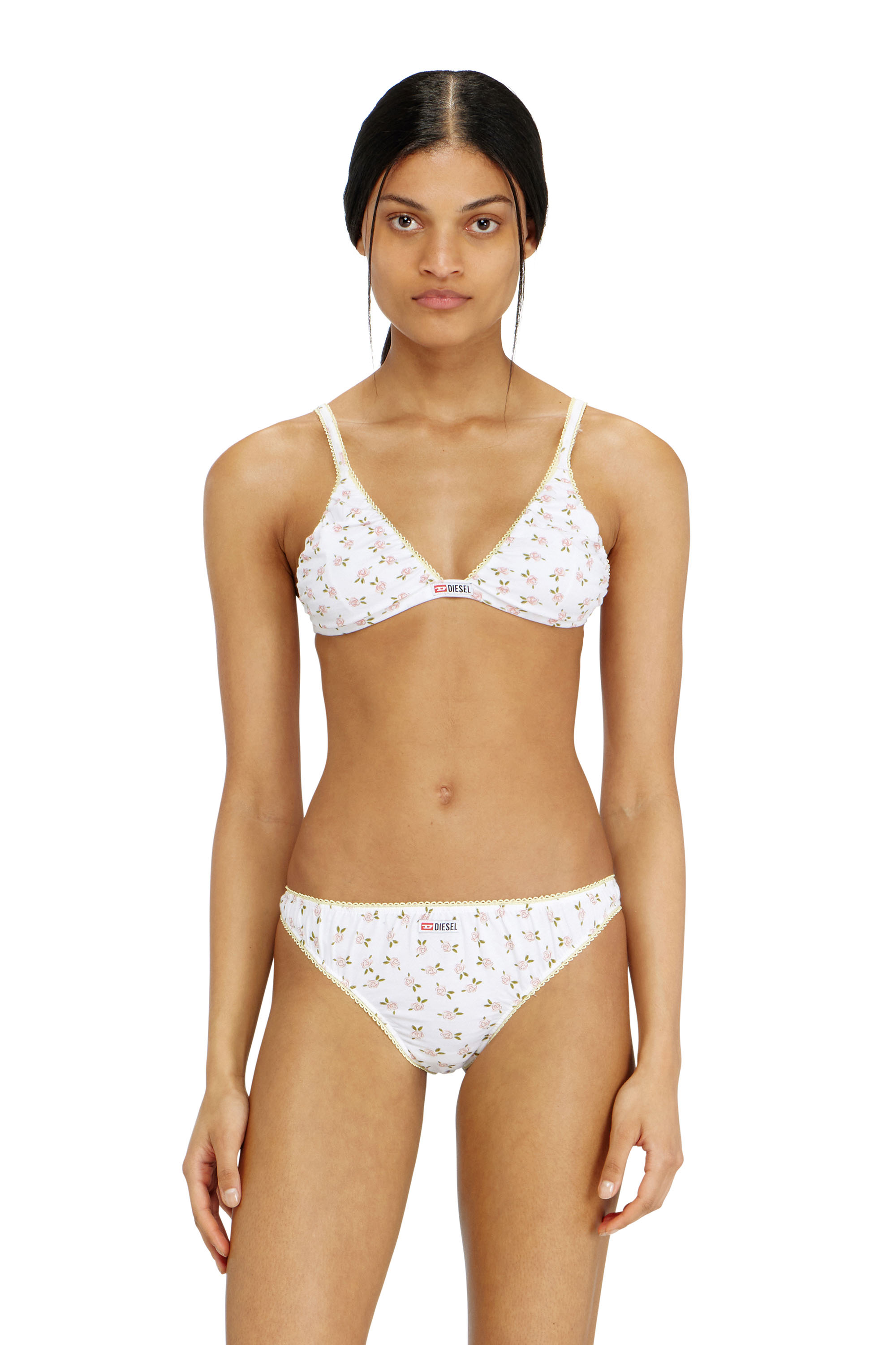 Diesel - JANA-D-CORE, Woman's Cotton triangle bra with all-over floral print in White - 3