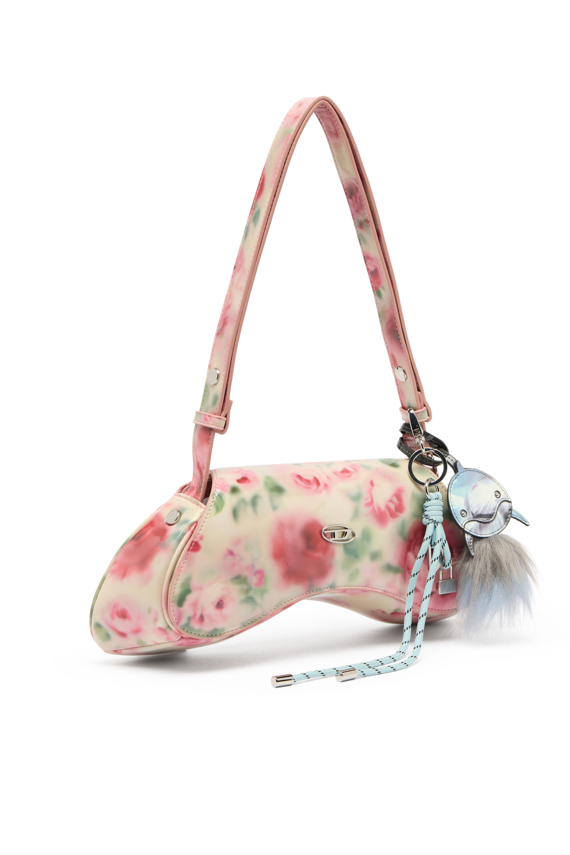 Diesel - PLAY CROSSBODY, Woman's Play-Shoulder bag in printed glossy PU in White/Pink - 7