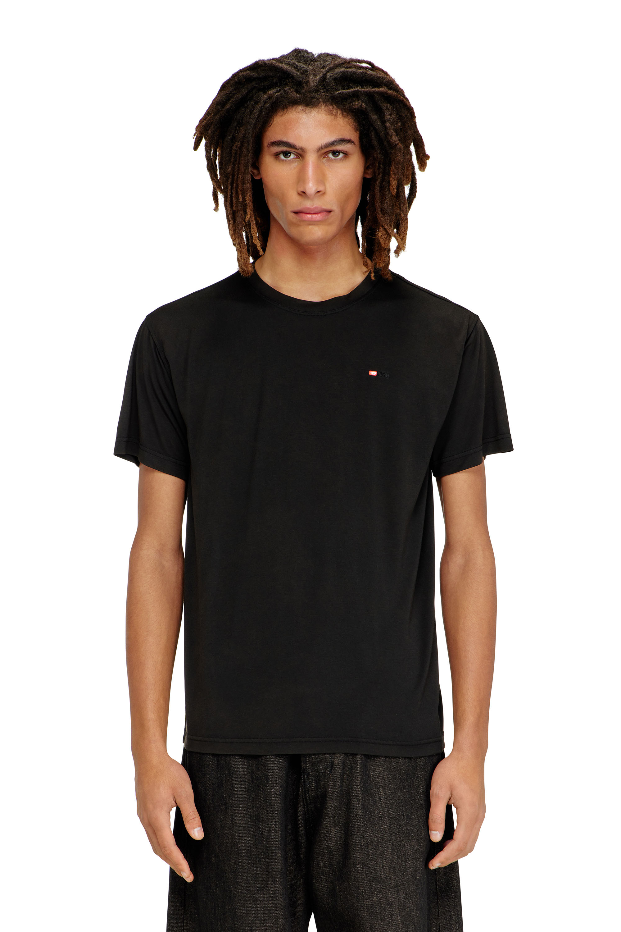 Diesel - T-NORMS, Man's Fluid T-shirt with micro embroidery in Black - 1