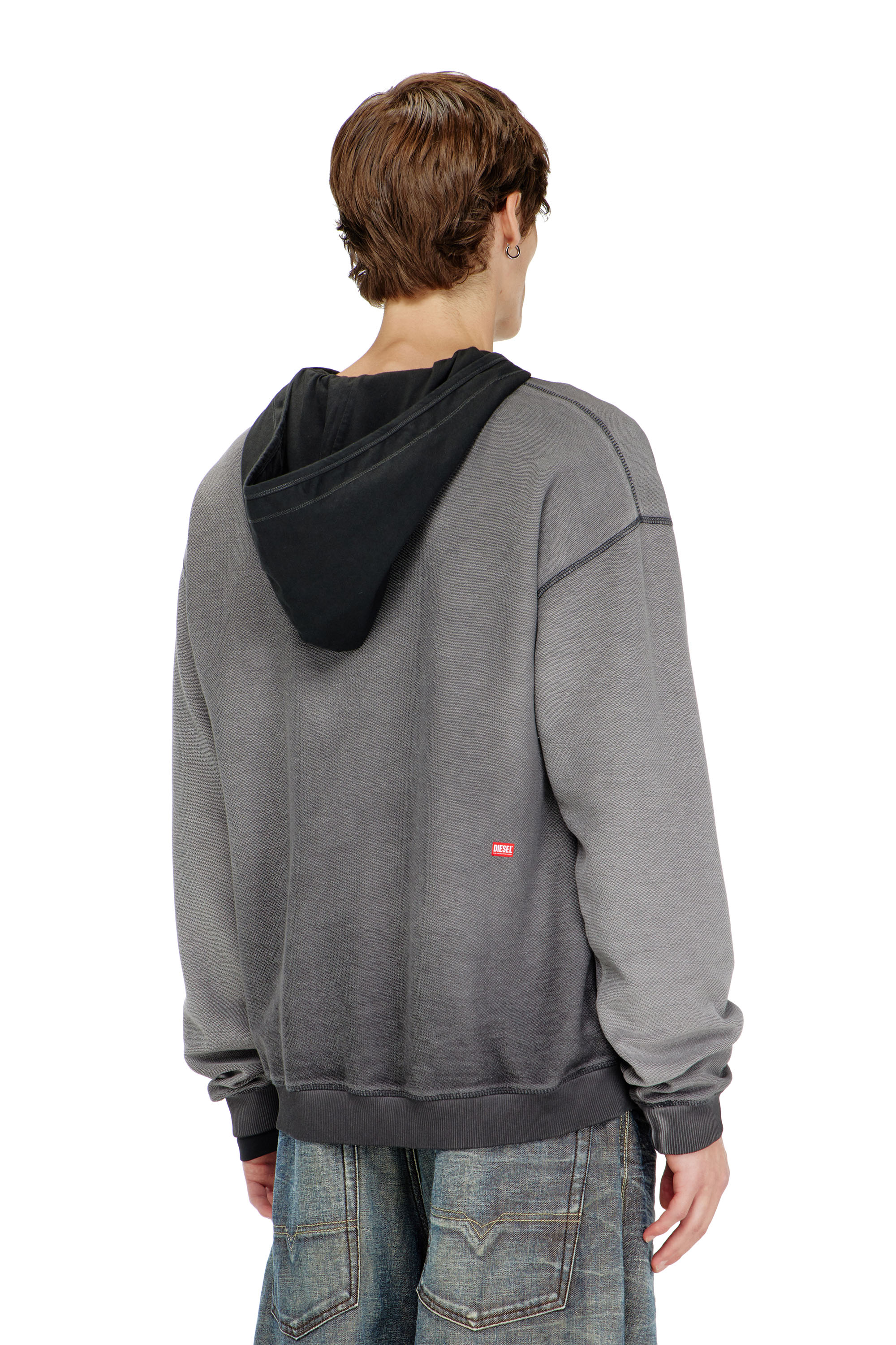 Diesel - S-ARON-RAW, Man's Sweatshirt with d&eacute;vor&eacute; print in Dark grey - 4