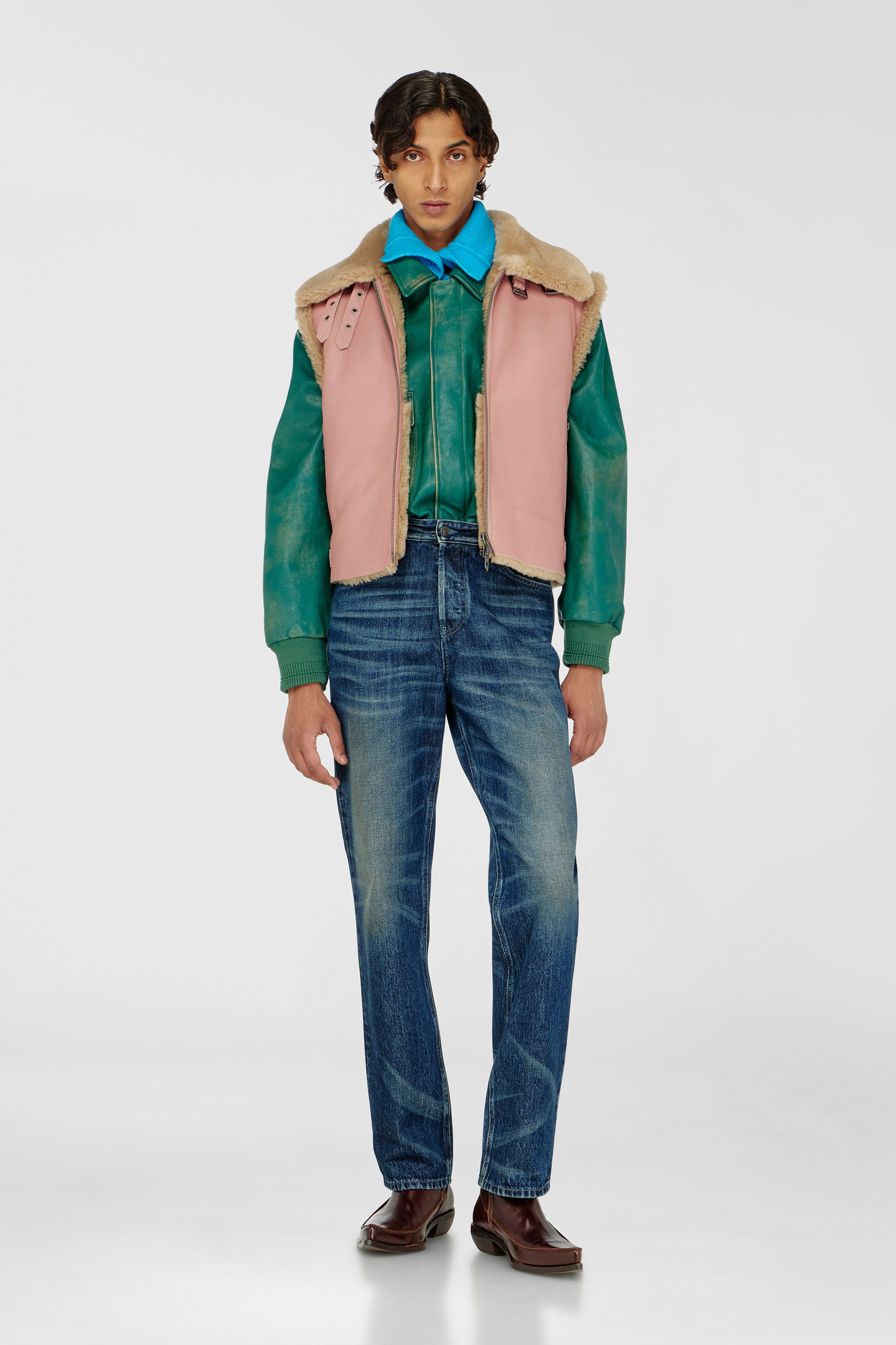 Diesel - L-HONT, Man's Shearling leather vest in Pink - 1