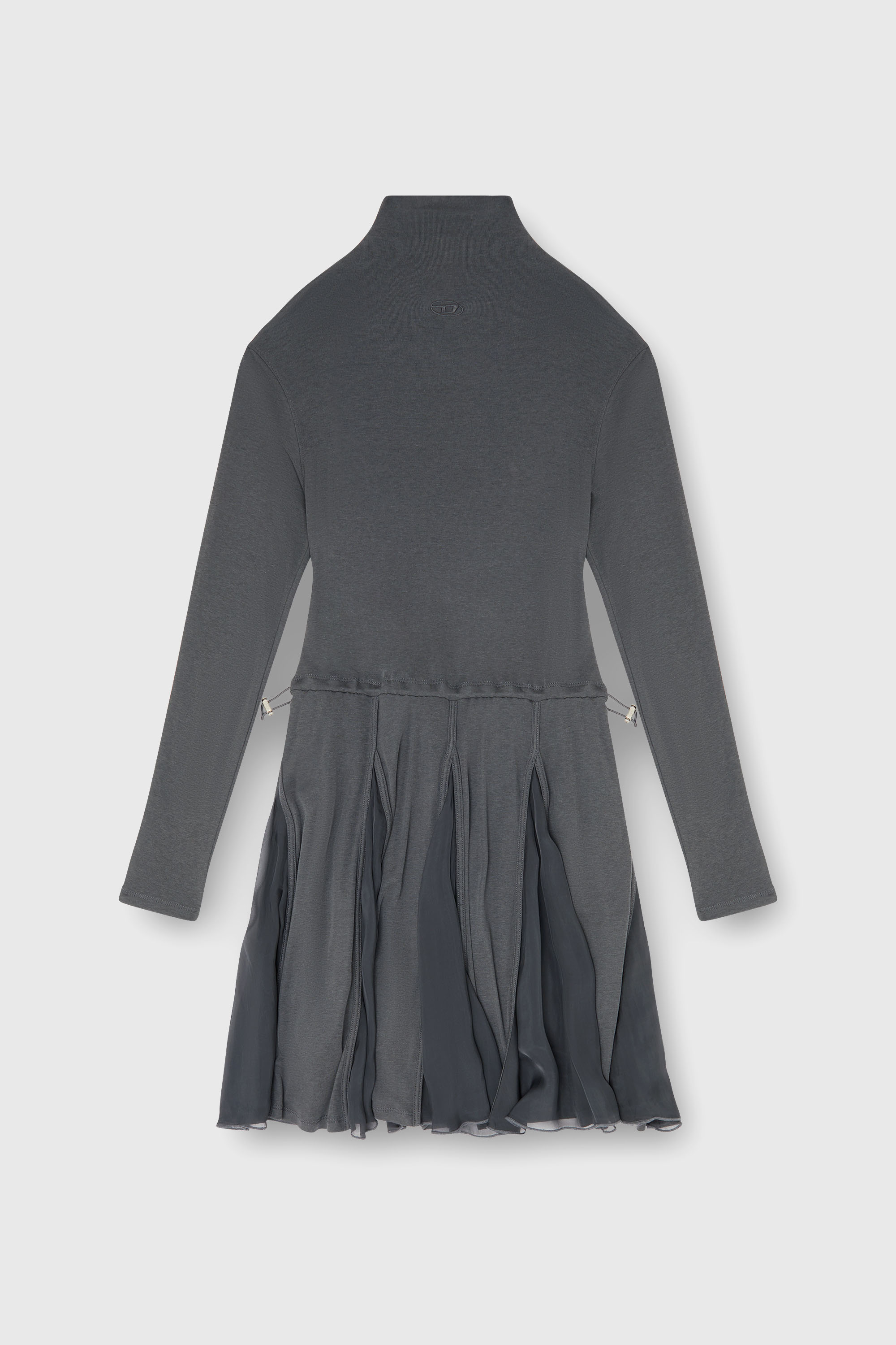 Diesel - D-REI, Woman's Turtleneck mini dress in jersey and chiffon in Grey - 2
