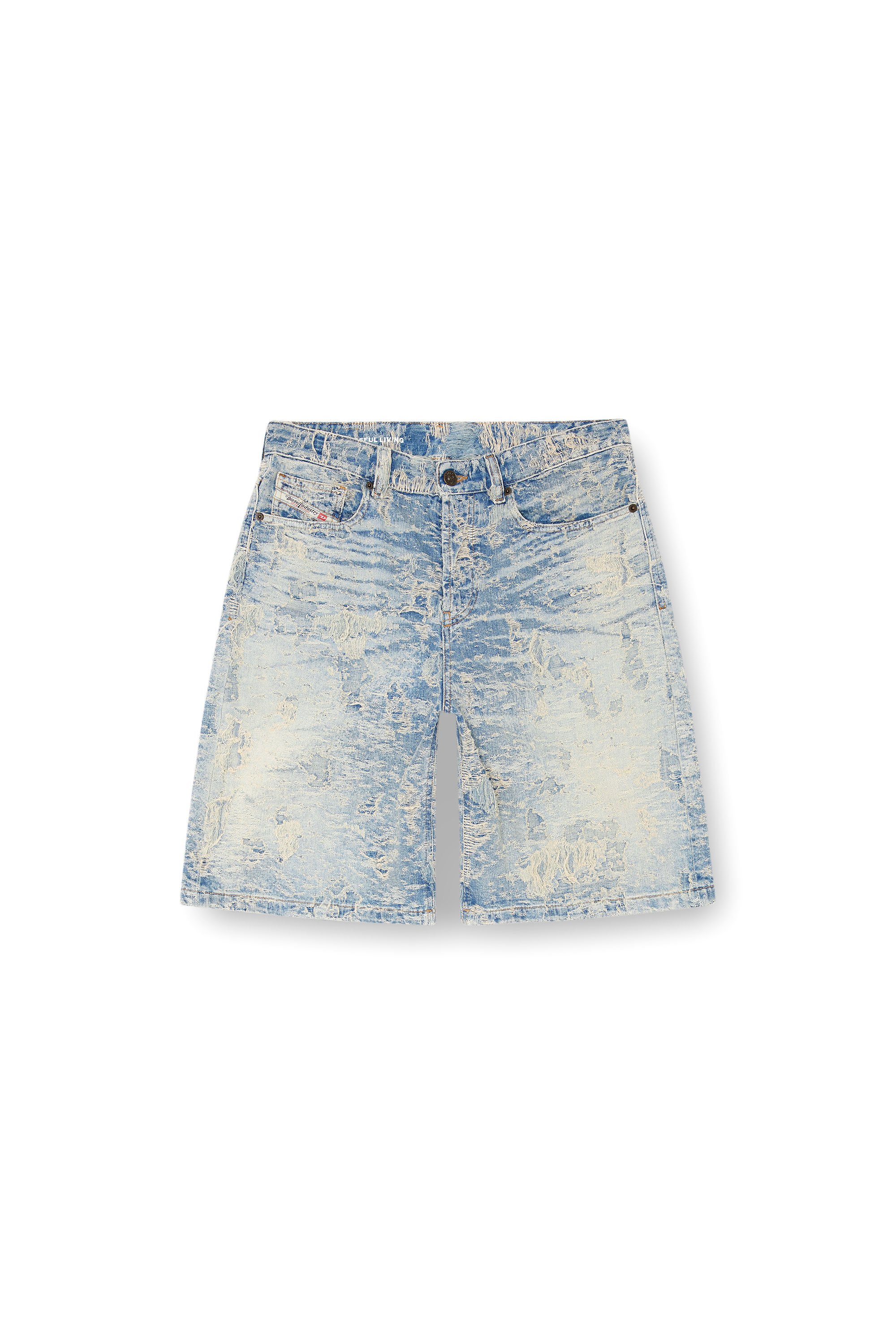 Diesel - DE-SIRE-SHORT-FSF, Woman's Shorts in dirty jacquard denim in Light Blue - 5