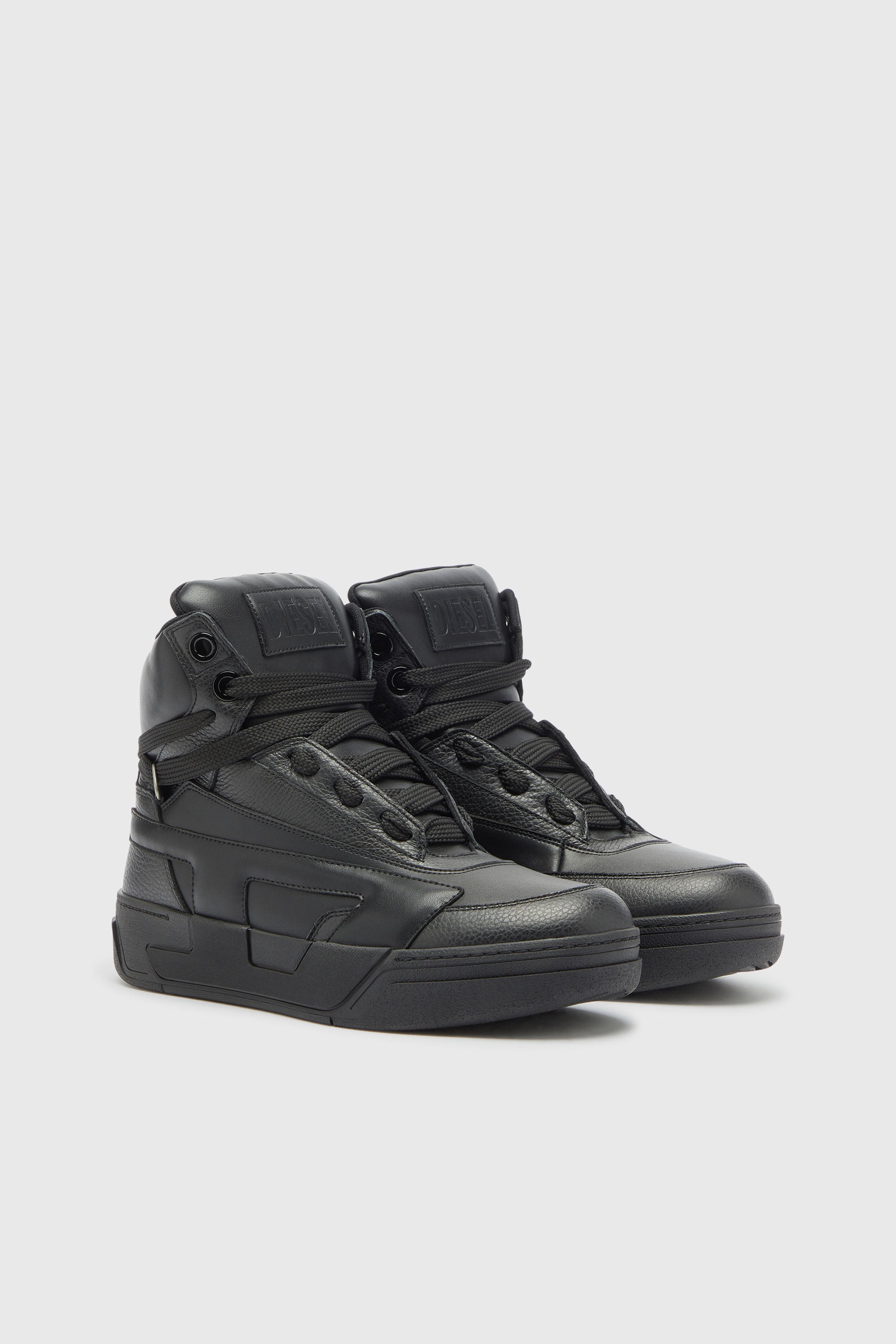 Diesel - S-D-OLLIE MID, Man's S-D-Ollie - High-top leather sneakers with D logo in Black - 2