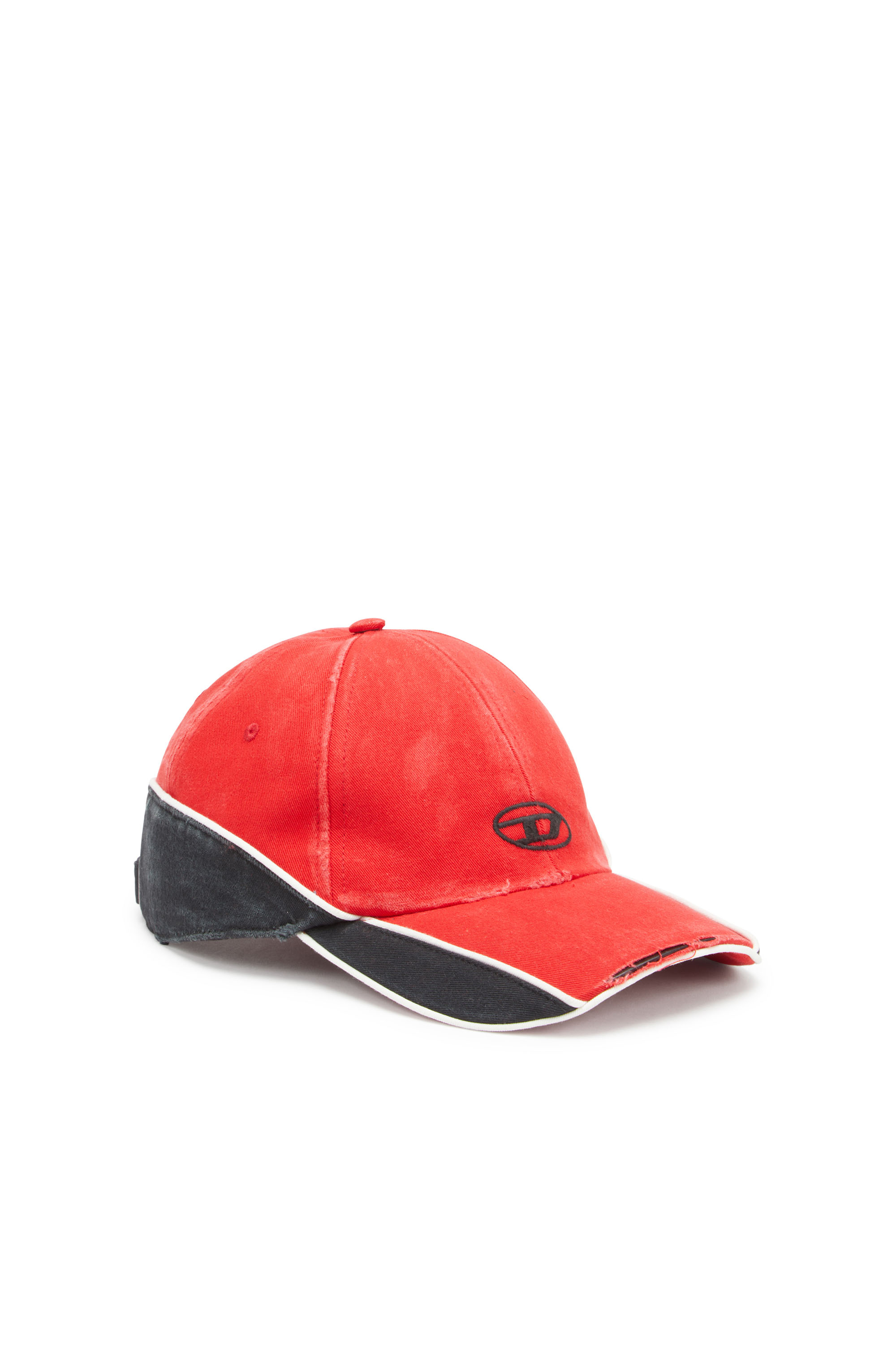 Diesel - C-DALE, Man Distressed colour-block baseball cap in Red - Image 1