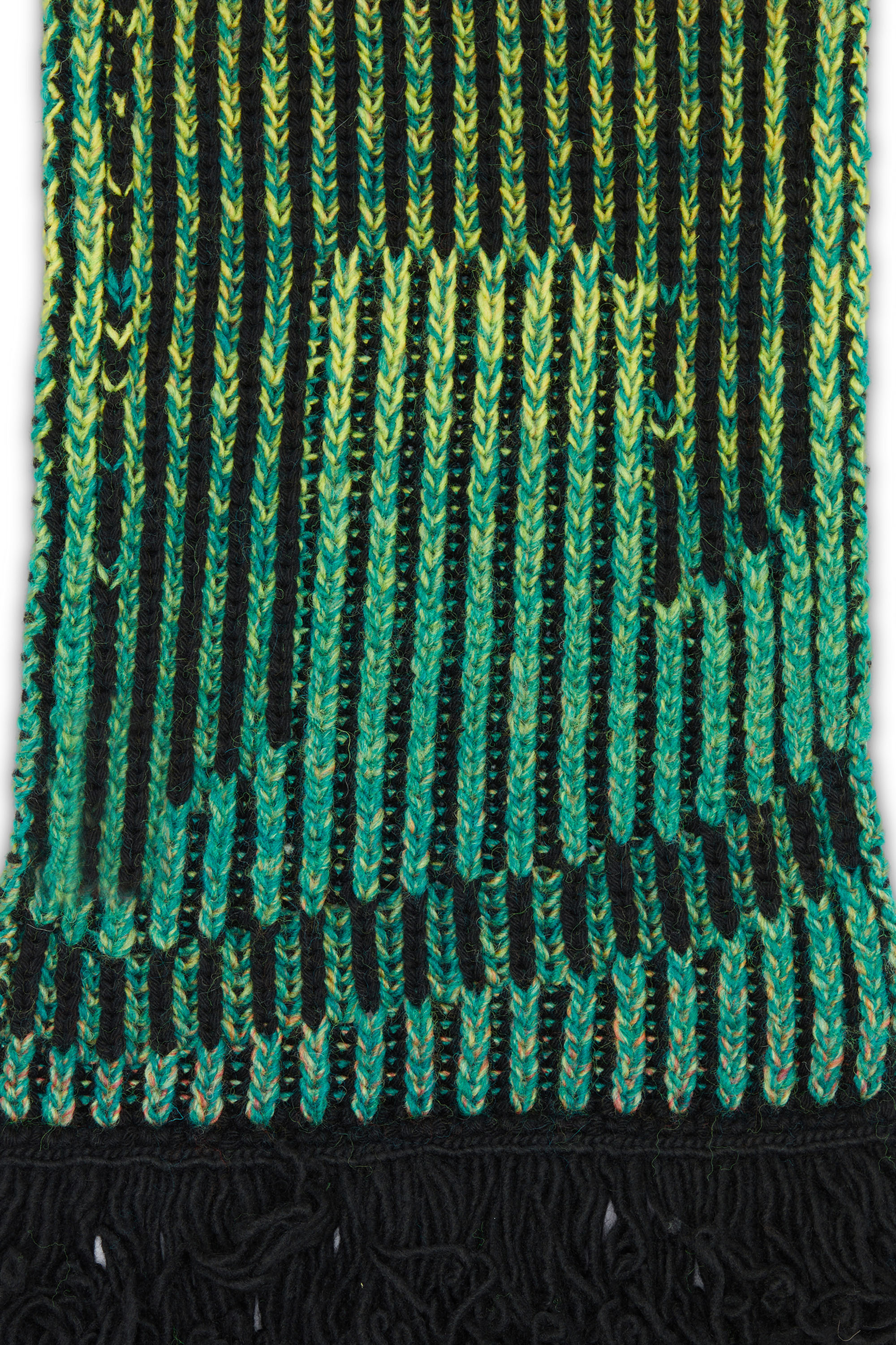 Diesel - K-SHADY, Unisex's Ribbed scarf with dégradé neon stripes in Green/Black - 3