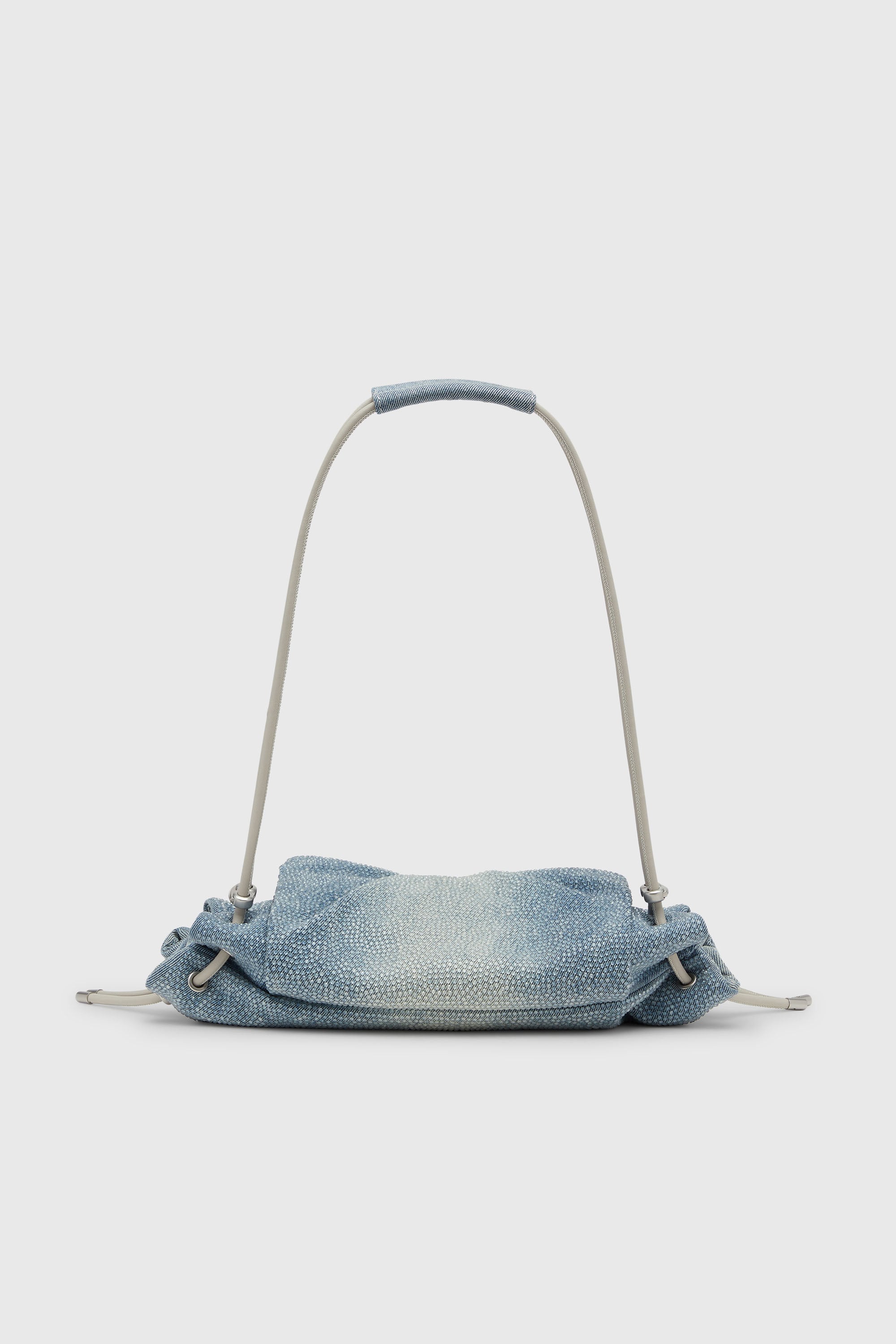 Diesel - SCRUNCH-D SHOULDER S, Woman's Scrunch-D - Shoulder bag in denim with transparent crystals in Blue - 2