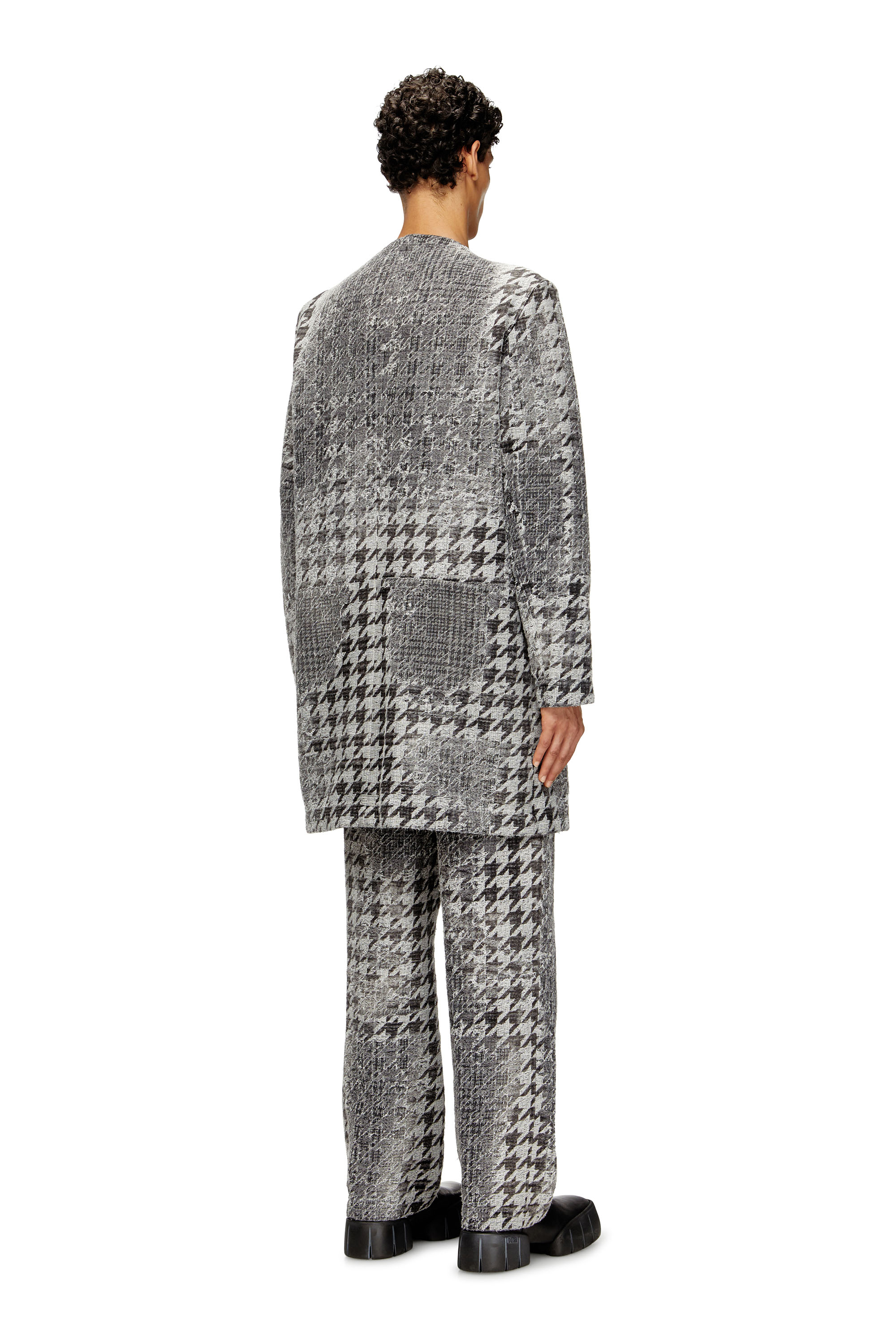 Diesel - D-LOT-FSH, Unisex's Coat in Prince of Wales jacquard denim in Black/White - 4