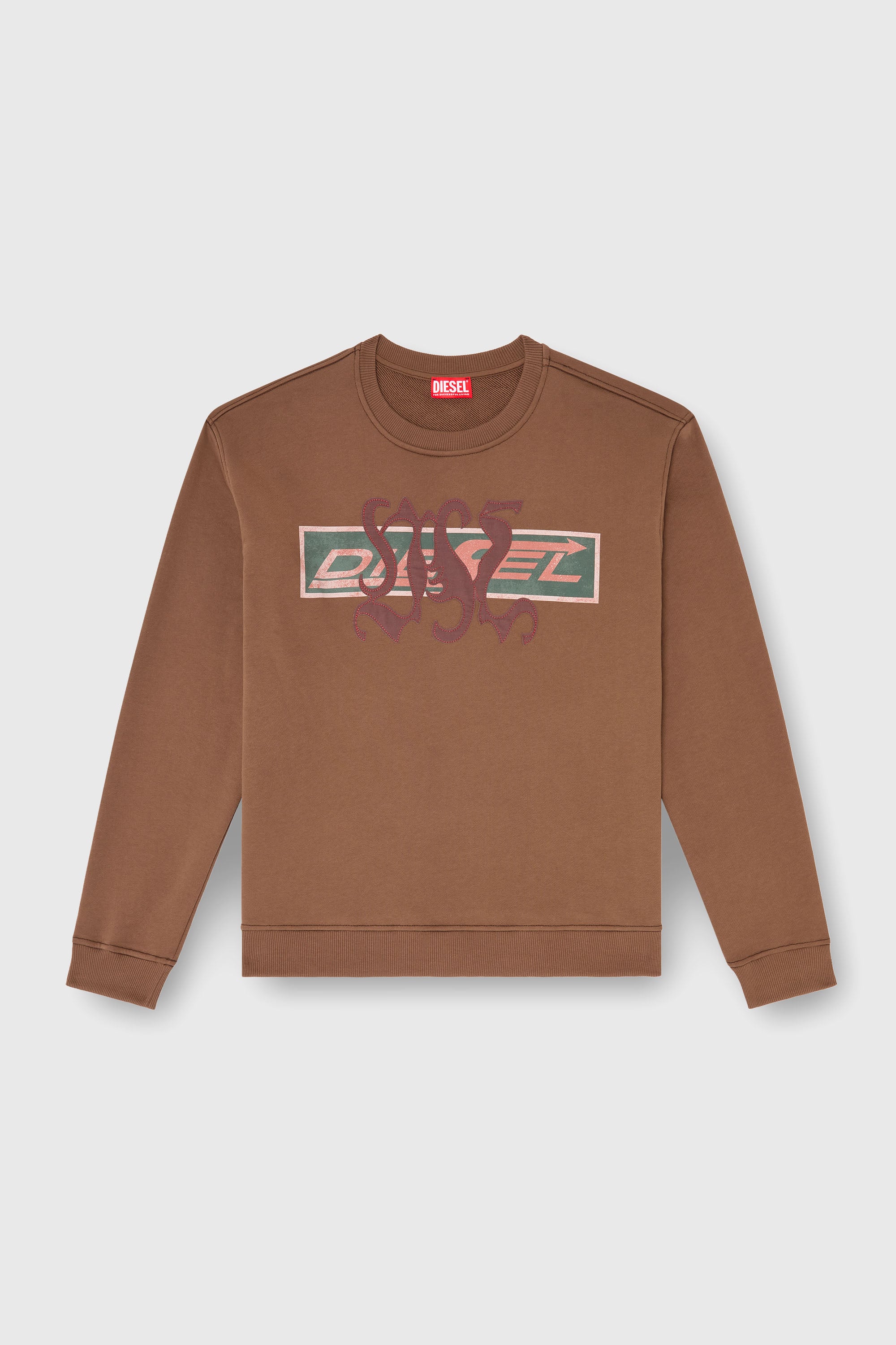 Diesel - S-NORM-AA6, Man's Sweatshirt with graphic prints and patches in Brown - 1