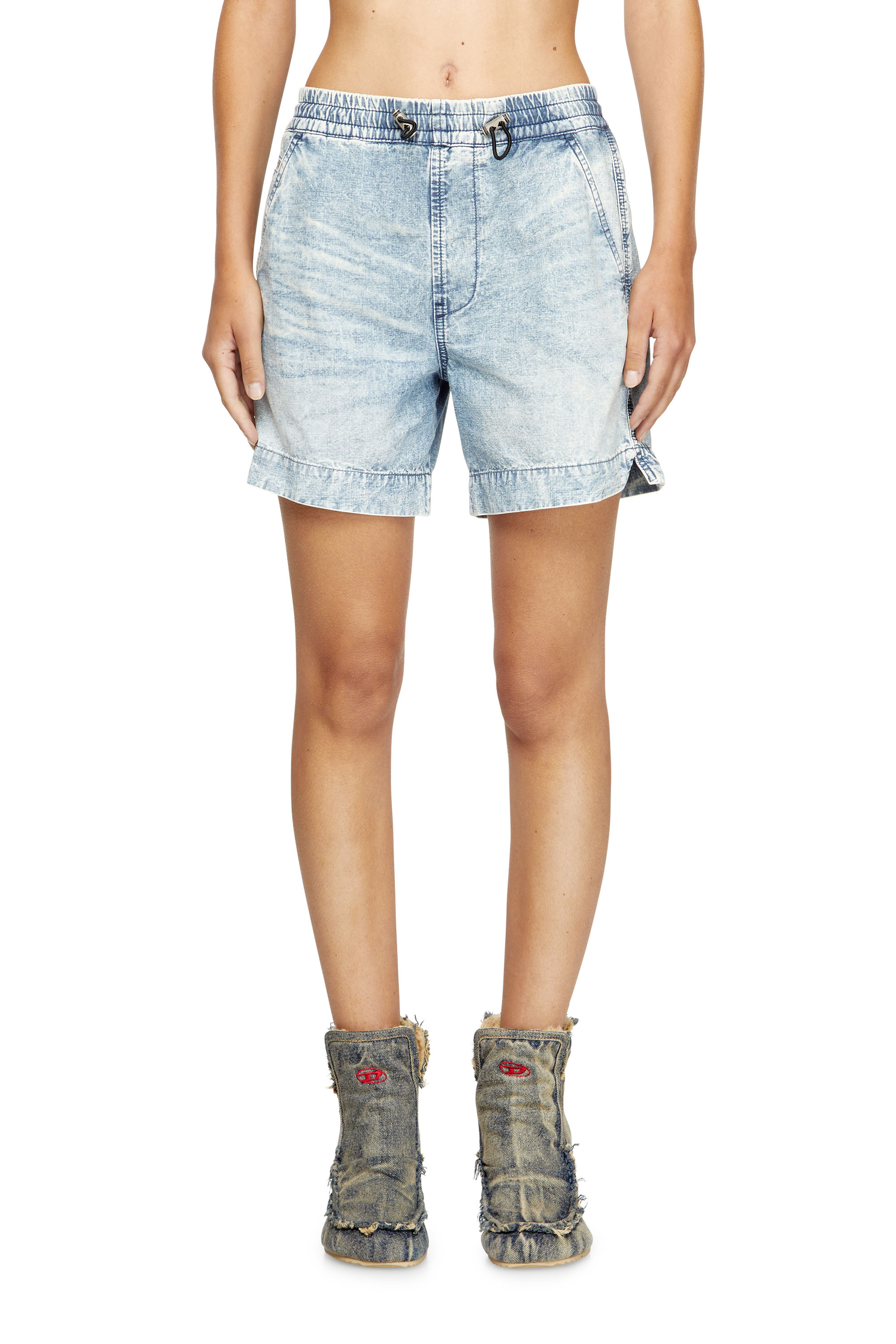 Diesel - D-TENNI-S, Unisex's Shorts in marbled denim in Light Blue - 1