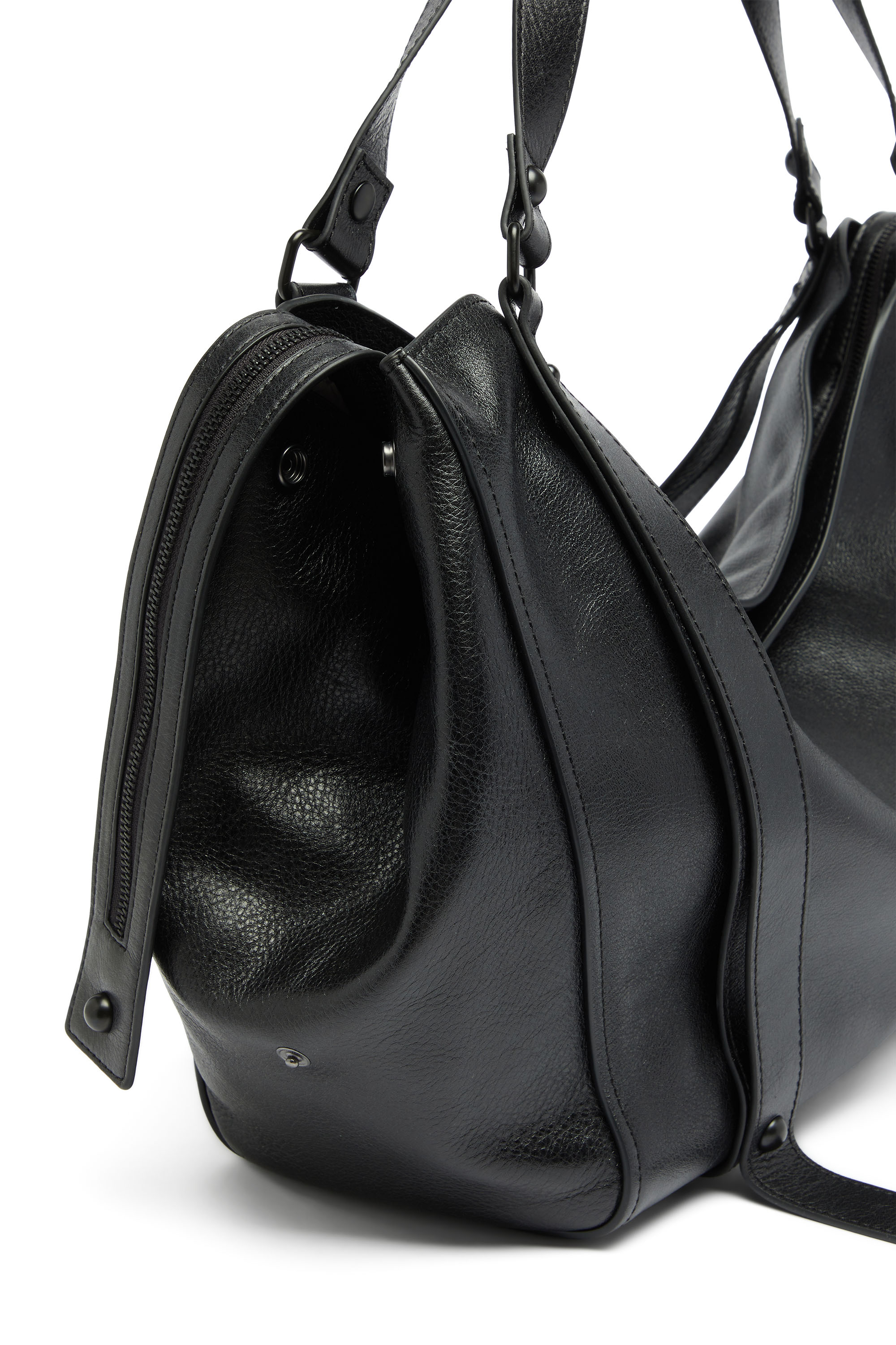Diesel - D-ONE TOPHANDLE L, Unisex's D-One-Large top-handle bag in leather in Black - 5