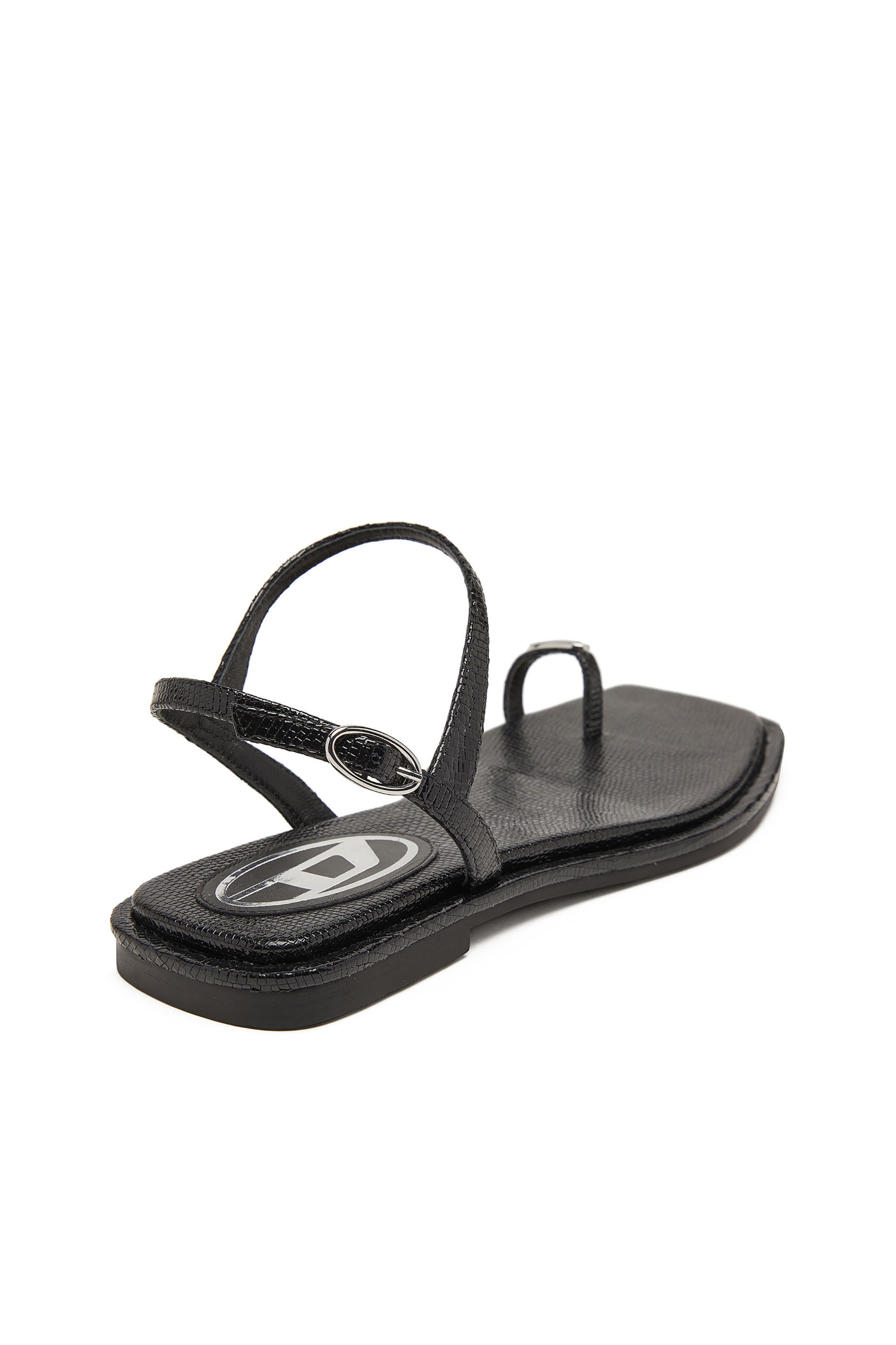 Diesel - D-AMBER INFRA 0, Woman's D-AMBER - Sandal in leather with metallic logo in Black - 5