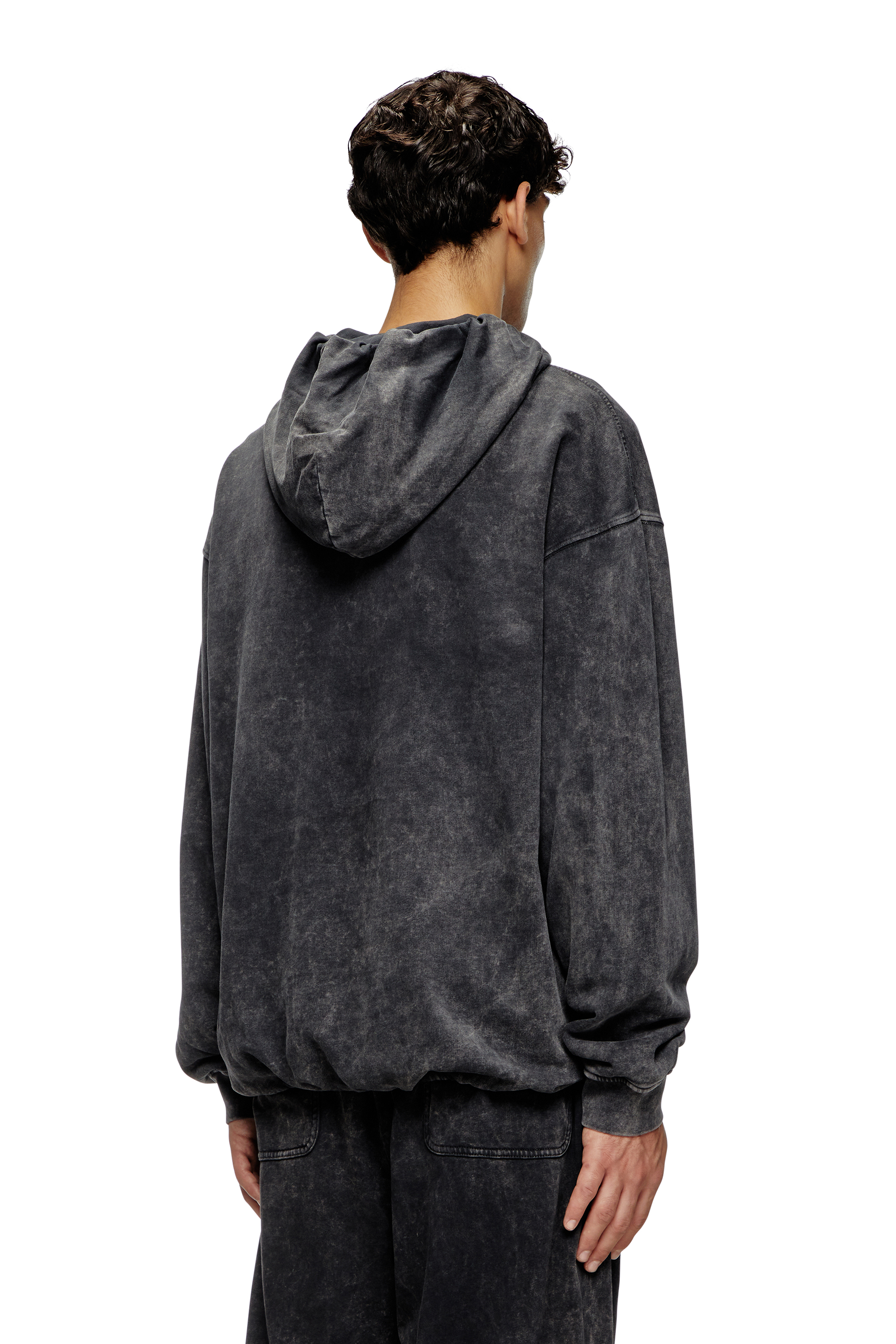 Diesel - S-BOXSTIC-HOOD, Unisex's Gathered acid-wash hoodie in Dark grey - 4