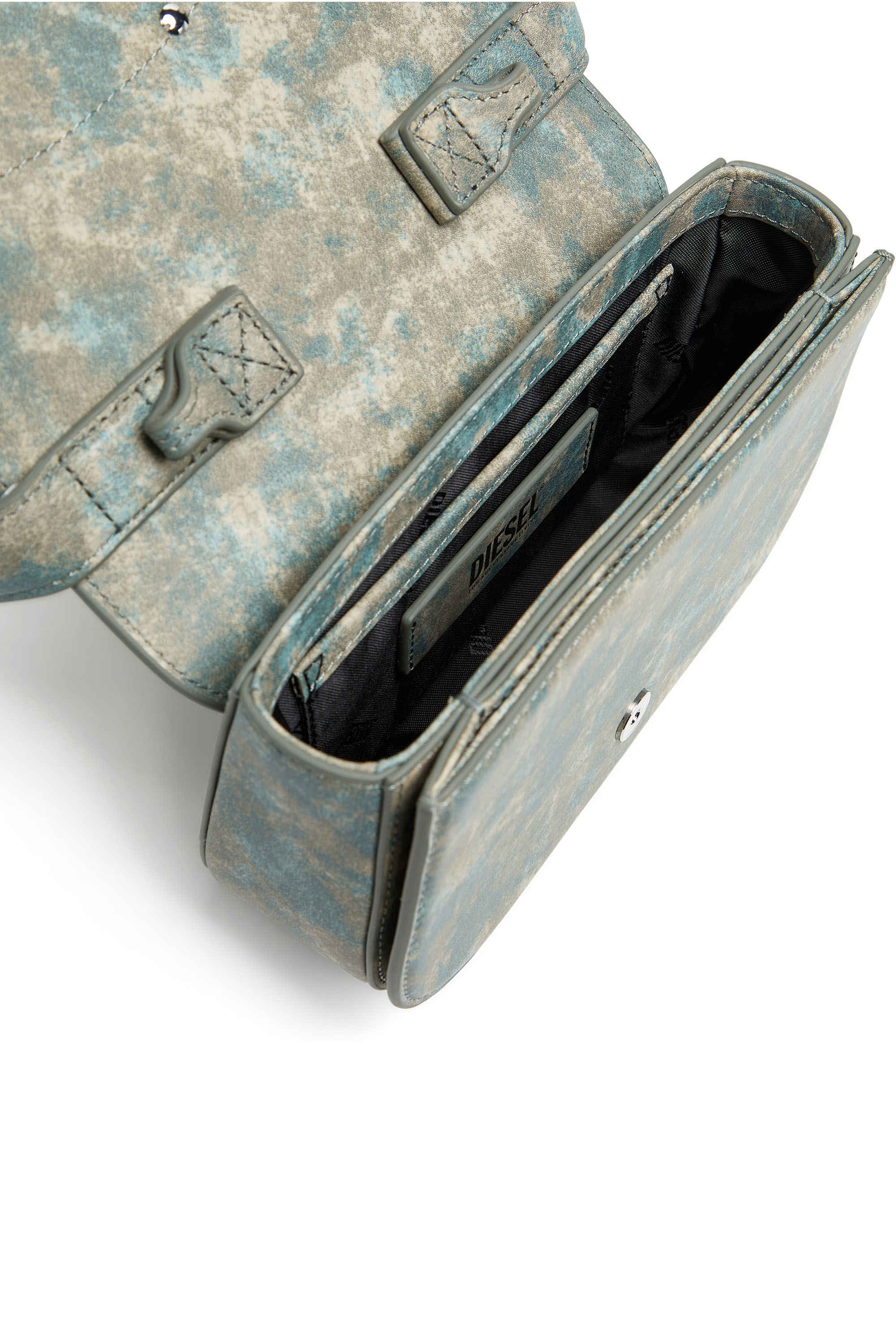 Diesel - 1DR, Woman's 1DR-Iconic shoulder bag in distressed leather in Green/Beige - 4