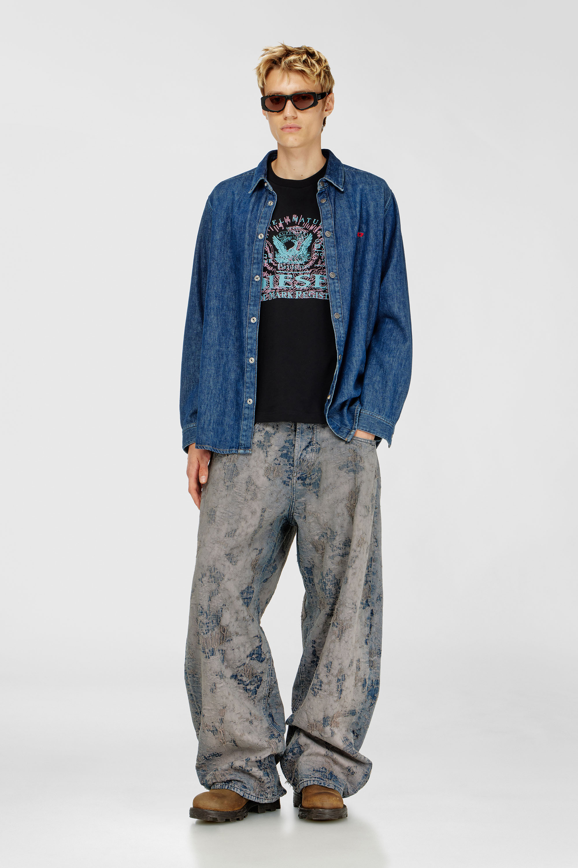 Diesel - T-JUST-FENIX-T92, Man's Cotton T-shirt with graphic print in Black - 1