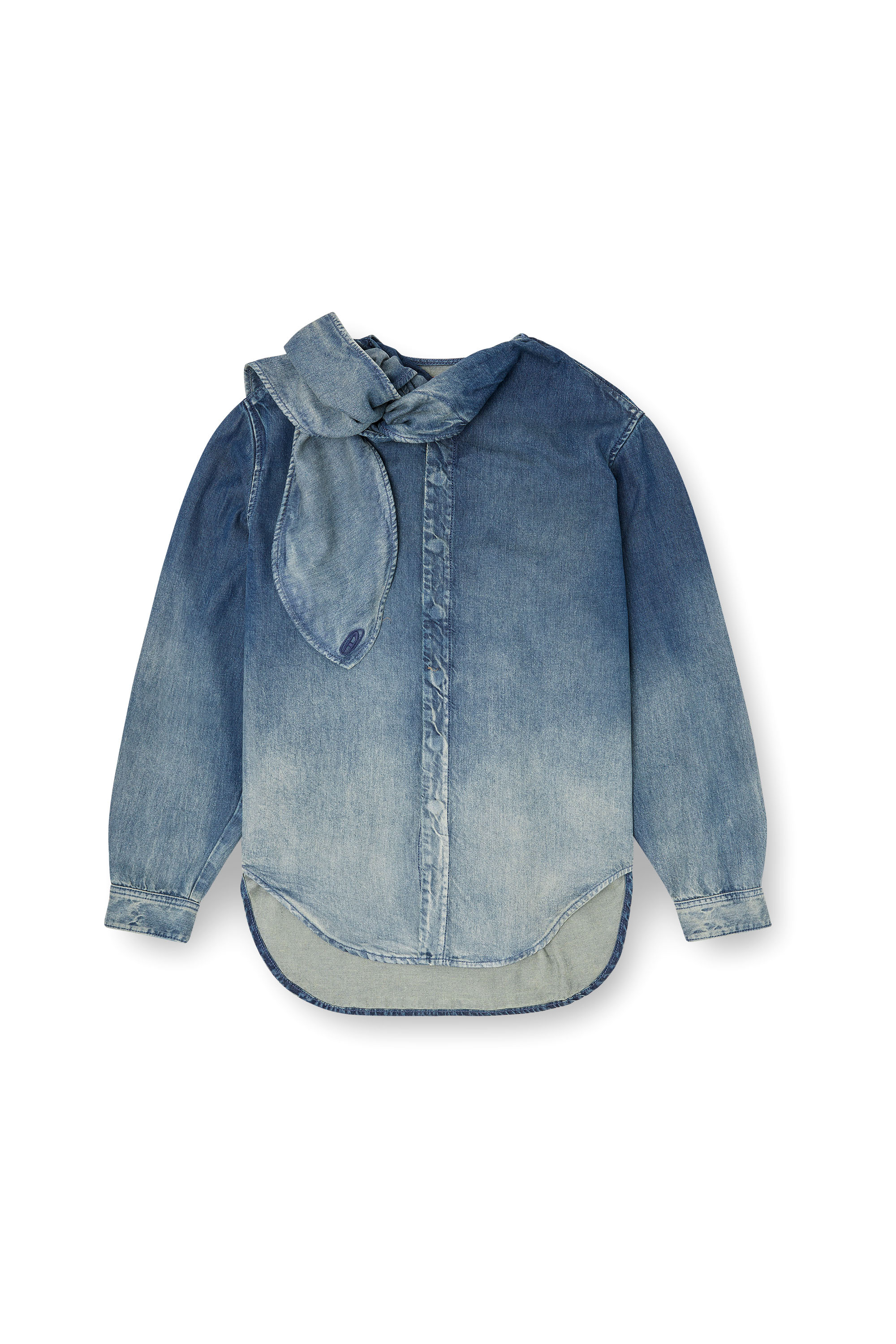 Diesel - DE-NANCY-S, Woman's Blouse in fluid laser-worn denim in Medium blue - 3