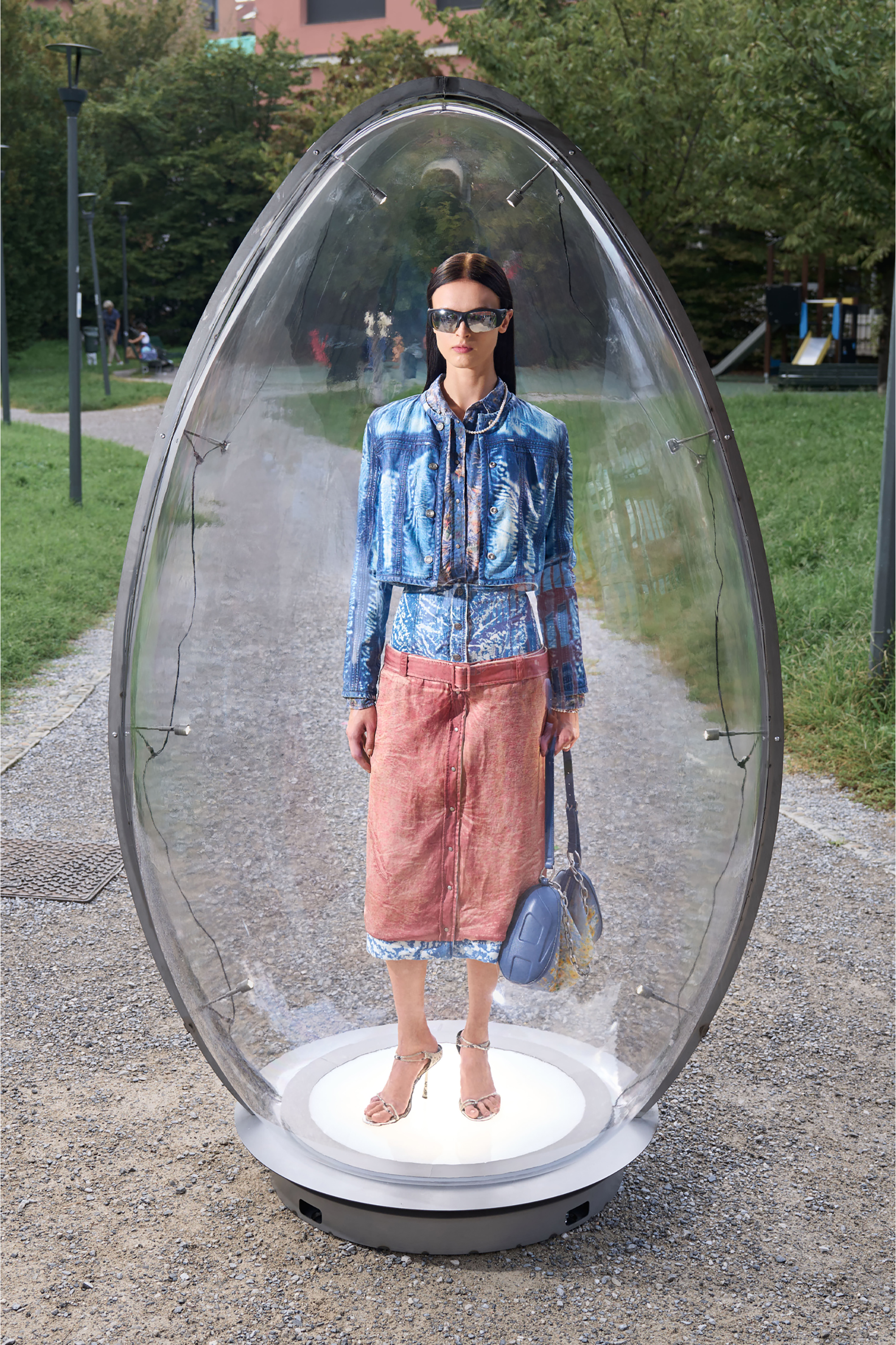 Diesel - C-ASSY, Woman's Shirt with floral X-ray effect in Light Blue - 6