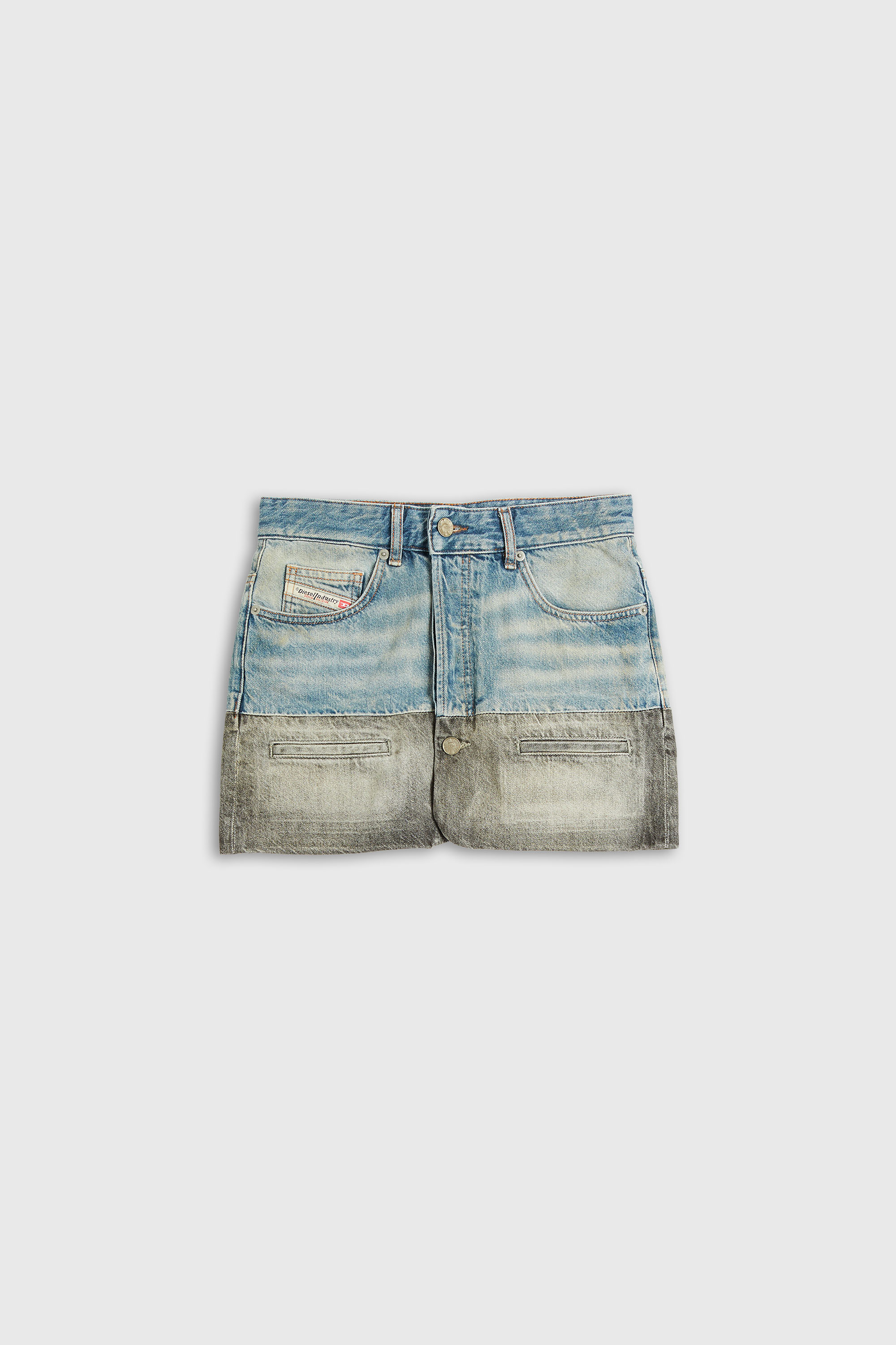 Diesel - DE-RONEE-S1, Woman's Denim mini skirt with contrast hem in Blue/Grey - 2