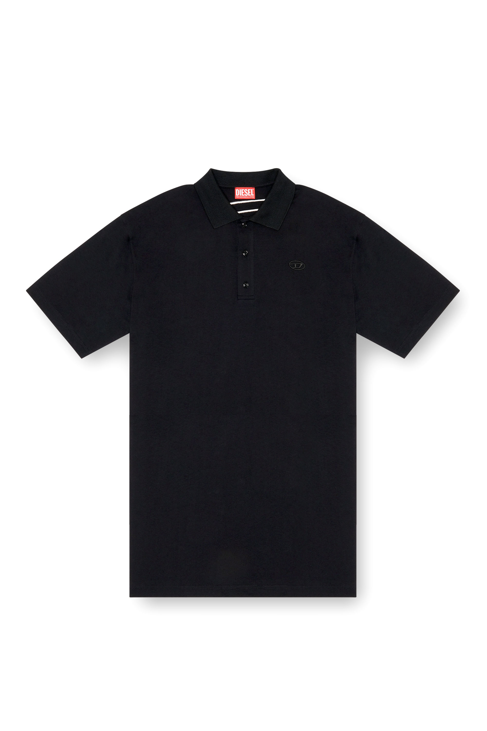 Diesel - T-VORT-MEGOVAL-D, Man's Polo shirt with maxi oval D embroidery in Black - 2