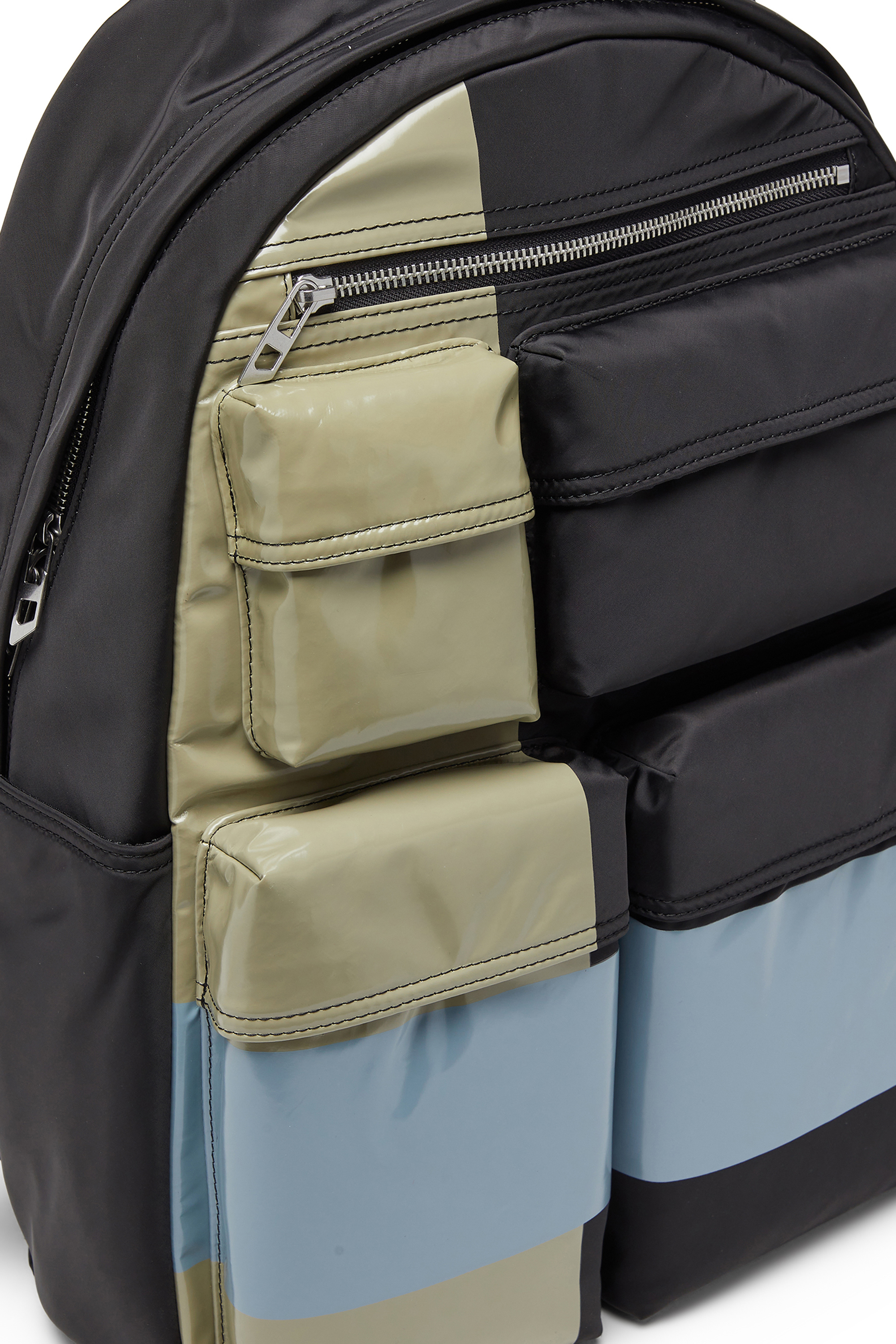 Diesel - MULTI-PKTS BACKPACK X, Unisex's Multi-Pkts - Color-block backpack with multiple pockets in Black/Green - 5