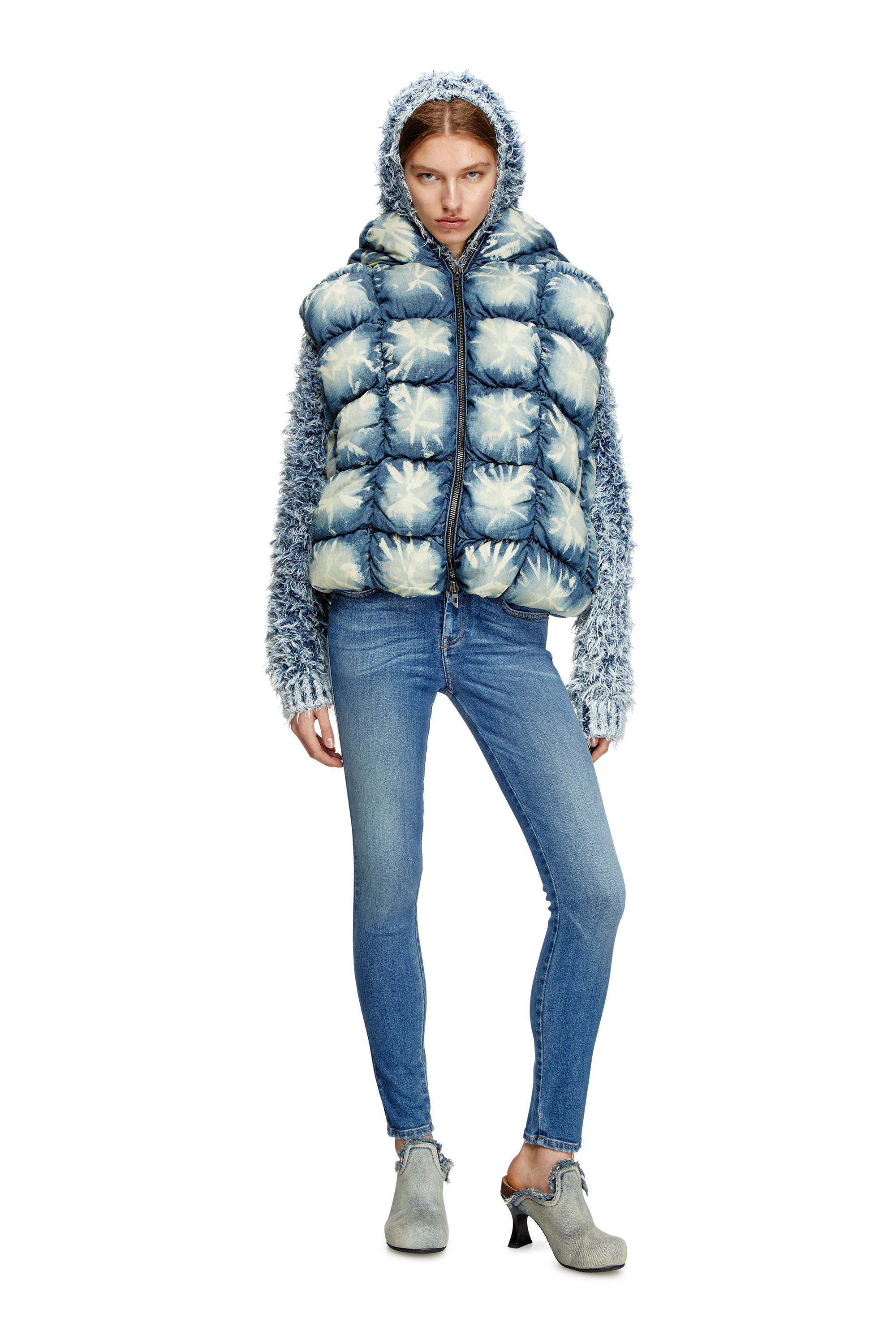 Diesel - W-THYS, Unisex's Tie-dyed denim puffer vest in Blue - 7