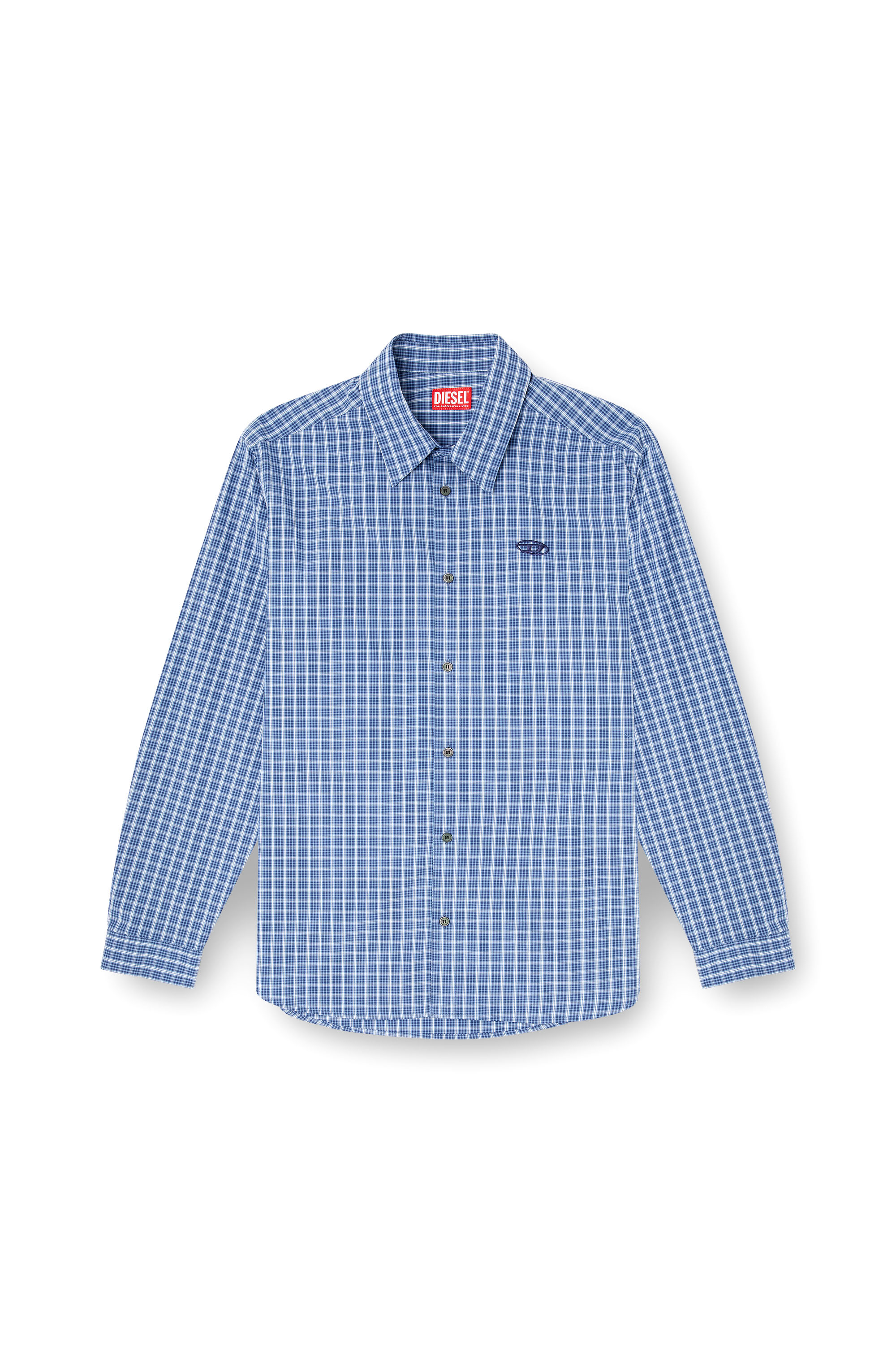 Diesel - S-SIMPLY-DLBV, Man's Checked shirt with Oval D embroidery in Blue - 3