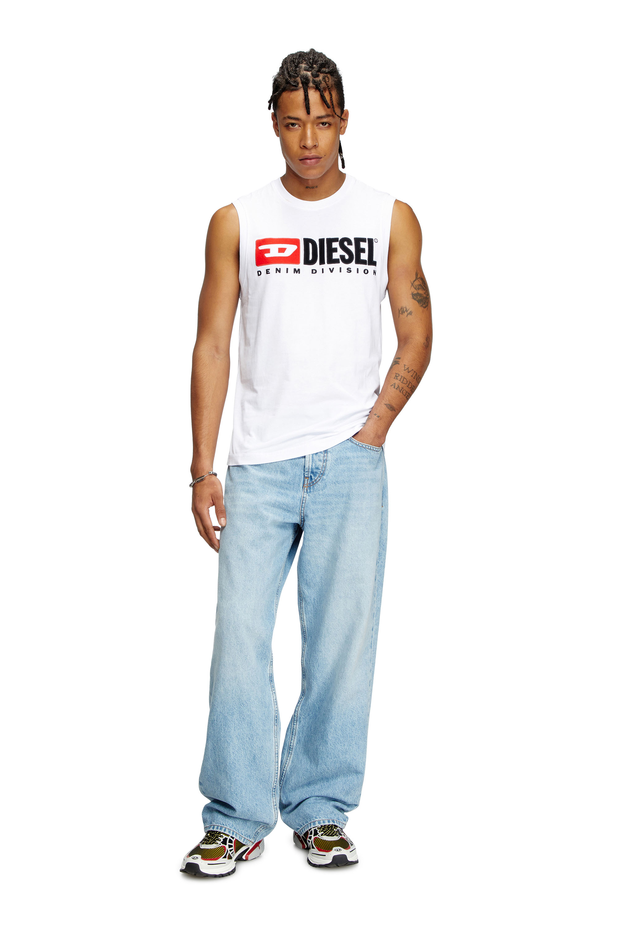 Diesel - T-ISCO-DIV, Man's Tank top with chest logo print in White - 2