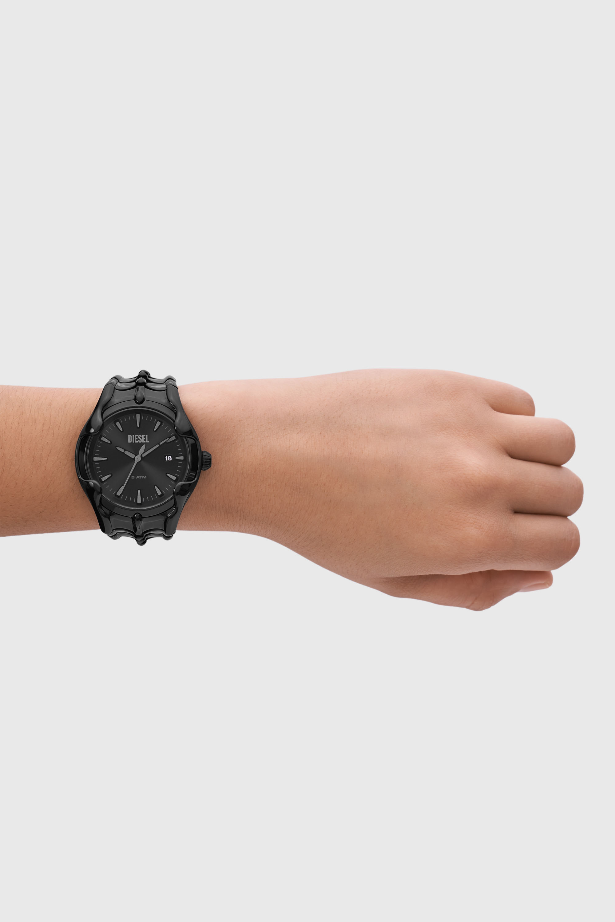 Diesel - DZ2187, Man's Vert Three-Hand Date Black Stainless Steel Watch in Black - 4