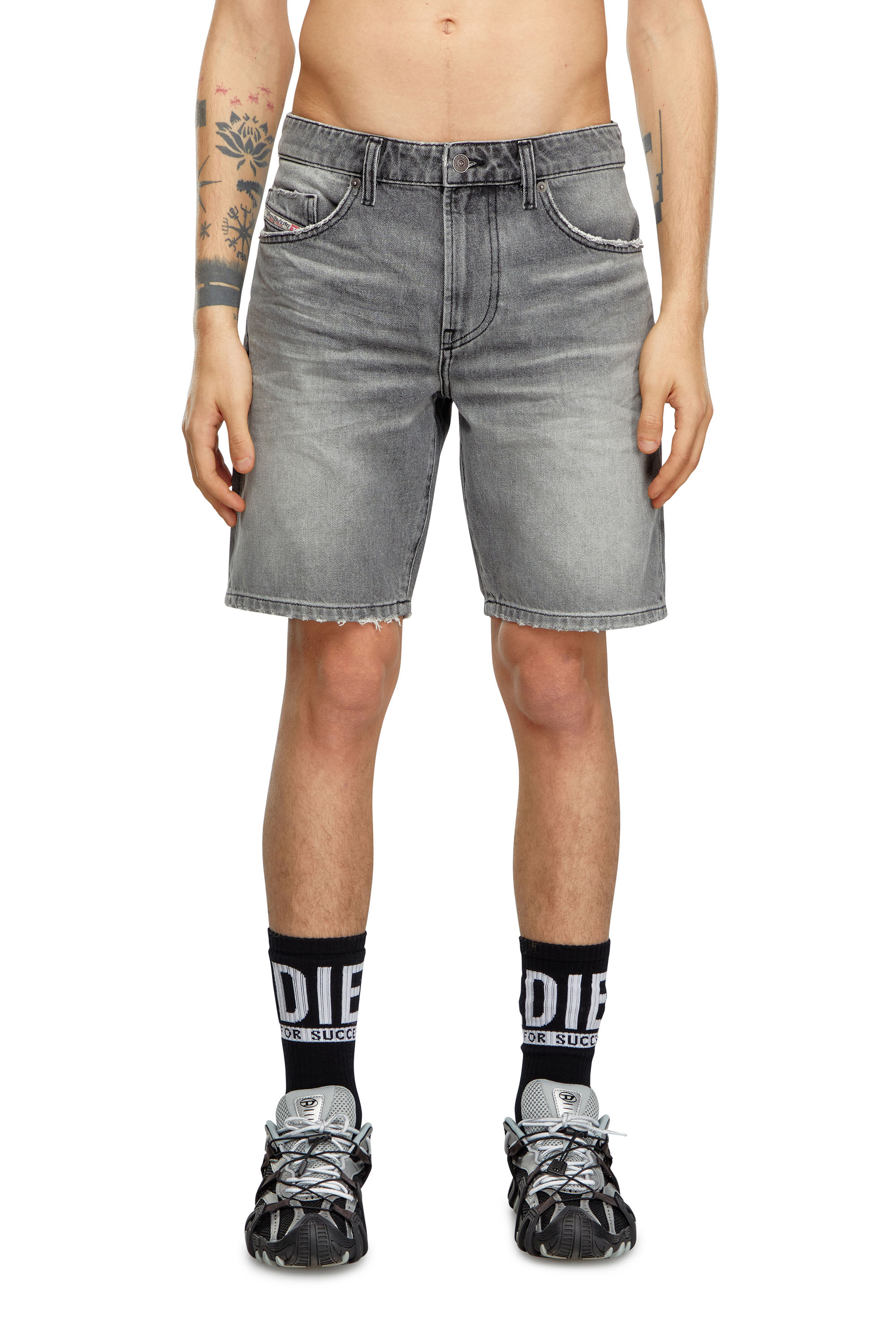 Diesel - D-FIN, Man Slim denim shorts in Grey - Image 1