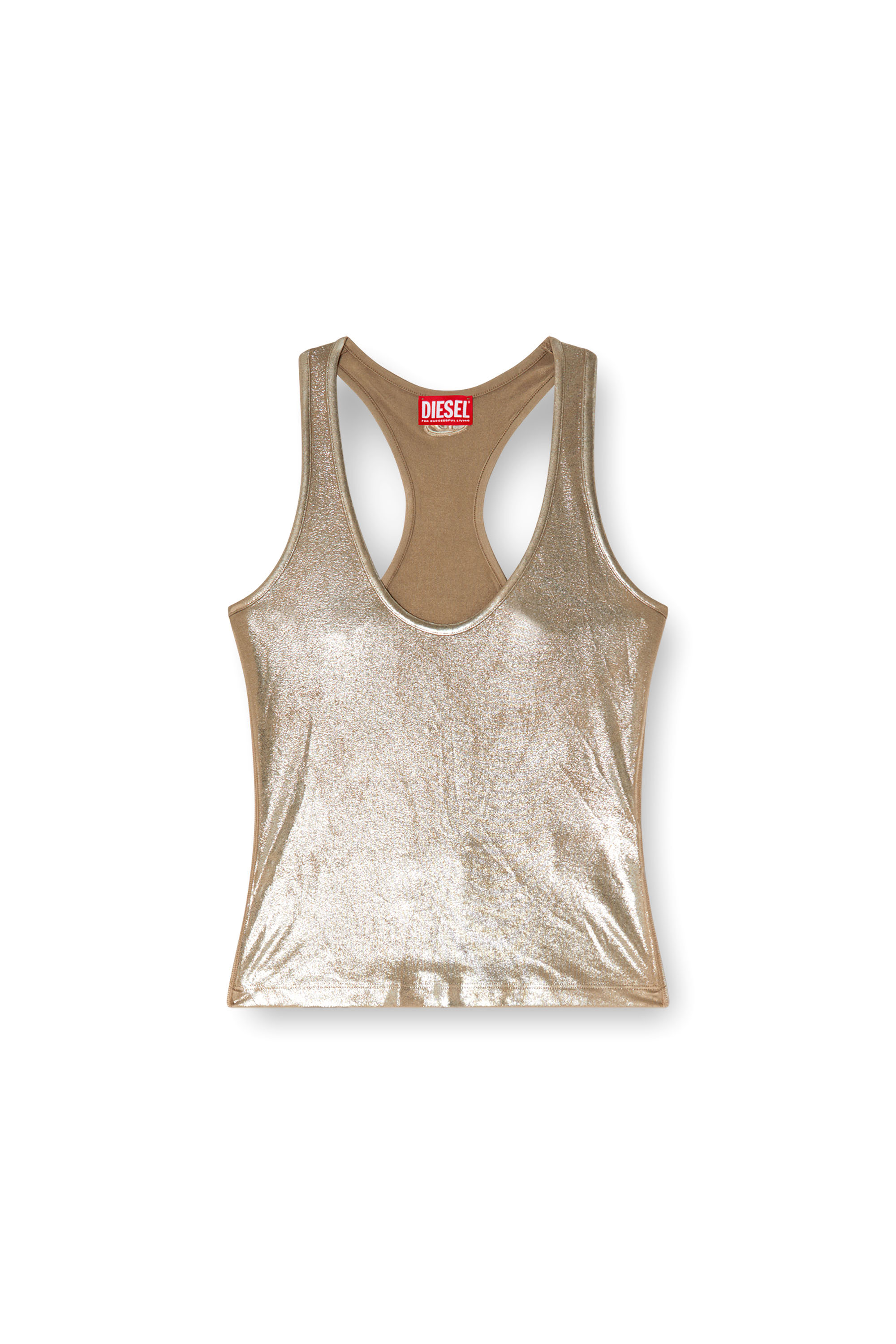 Diesel - T-AMA, Woman's Metallic tank top in Beige - 4