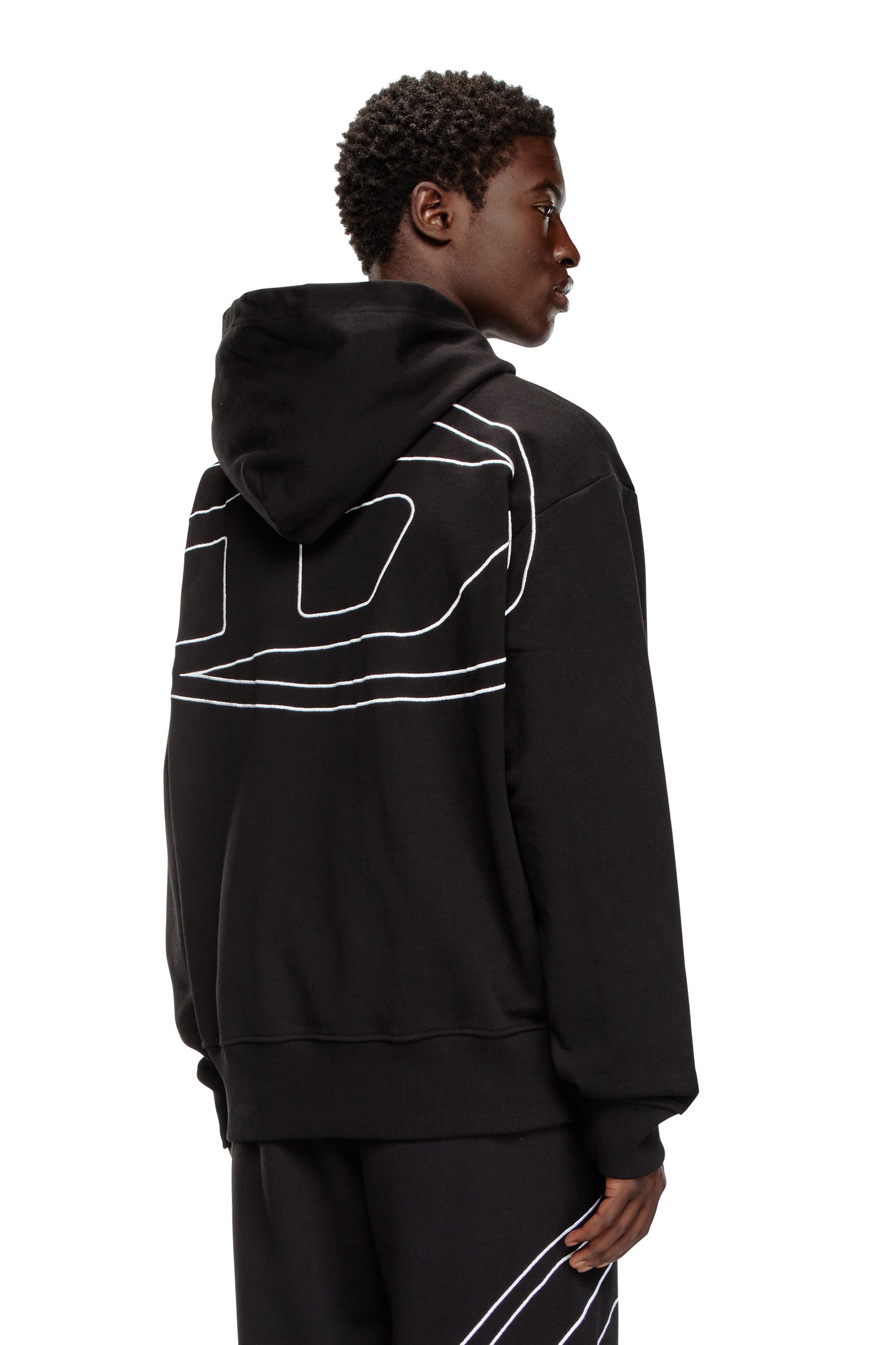 Diesel - S-MACS-HOOD-MEGOVAL-D, Man's Hoodie with logo embroidery in Black - 3