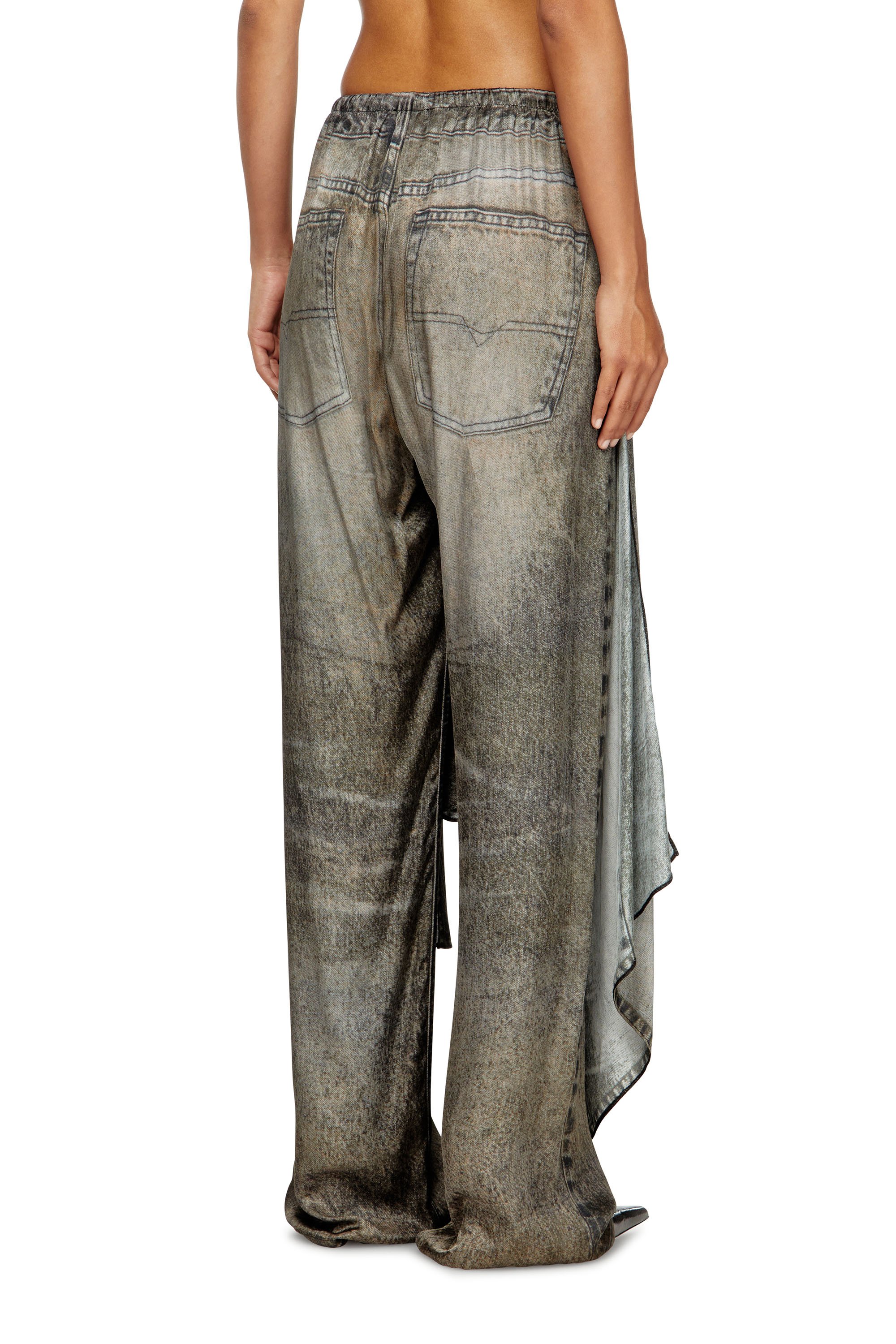 Diesel - P-ALOMA, Woman's Wrap pants in denim-look viscose in Grey - 4