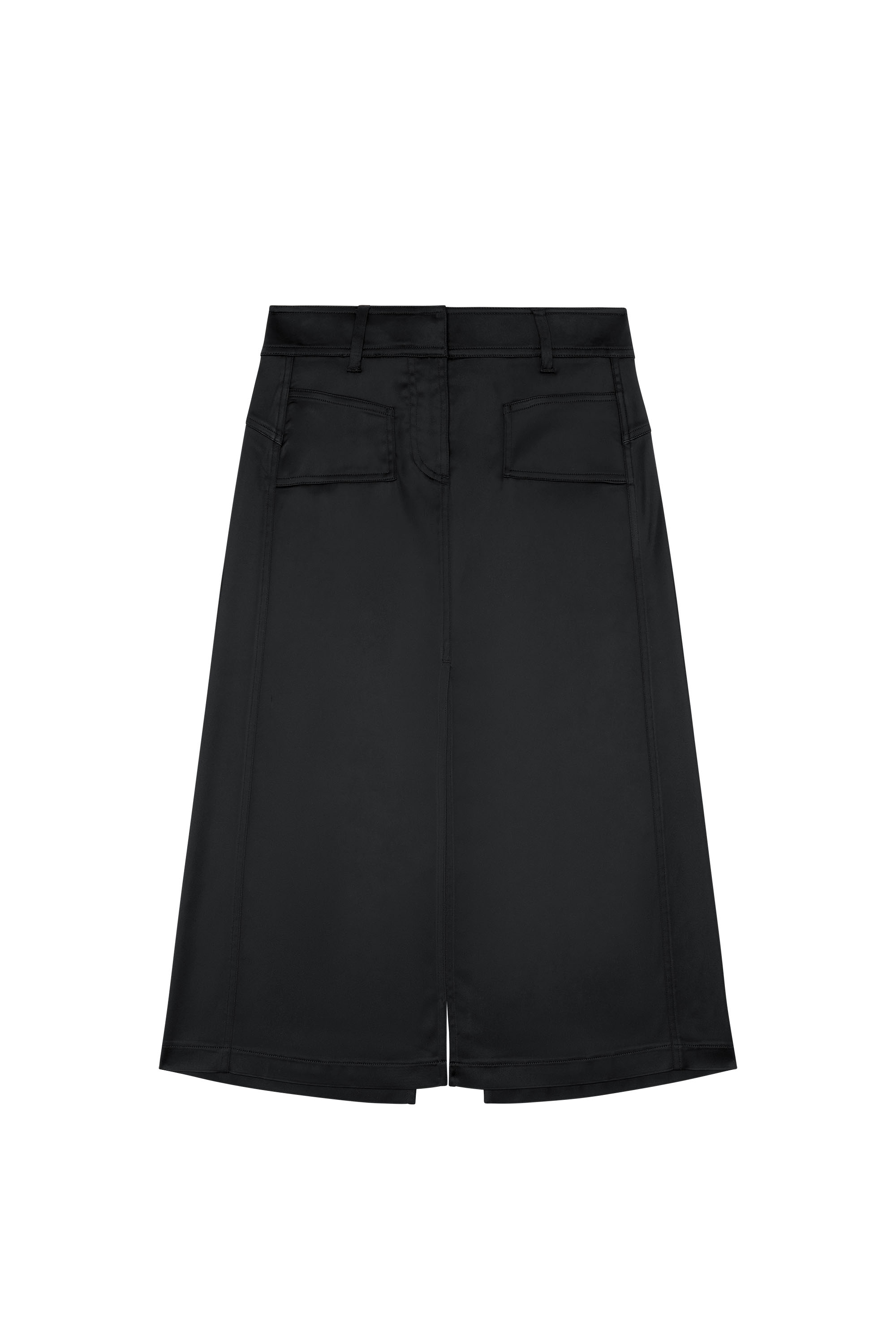 Diesel - O-YAN, Woman's Midi skirt in stretch satin in Black - 4