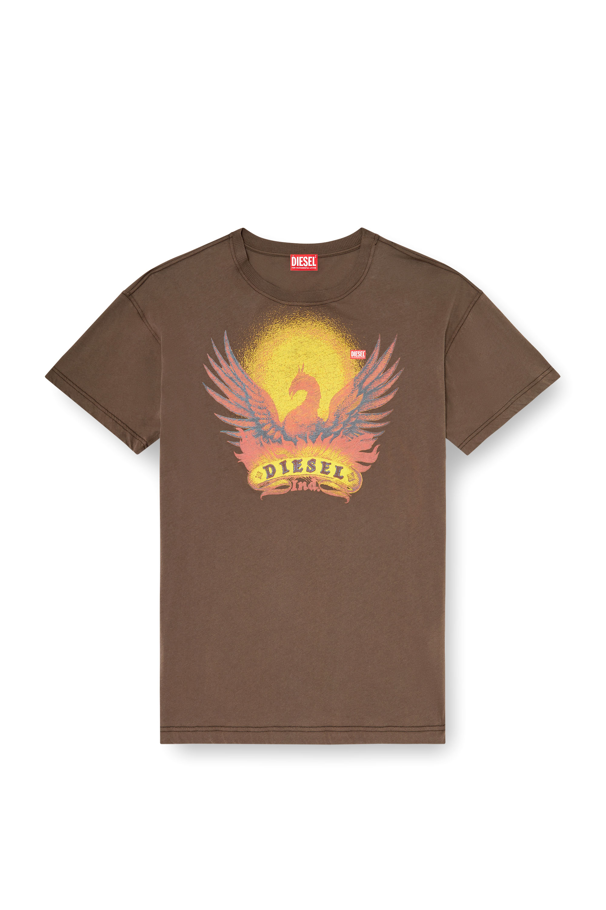 Diesel - T-NORM-AA1, Man's Regular T-shirt with Phoenix print in Brown - 3