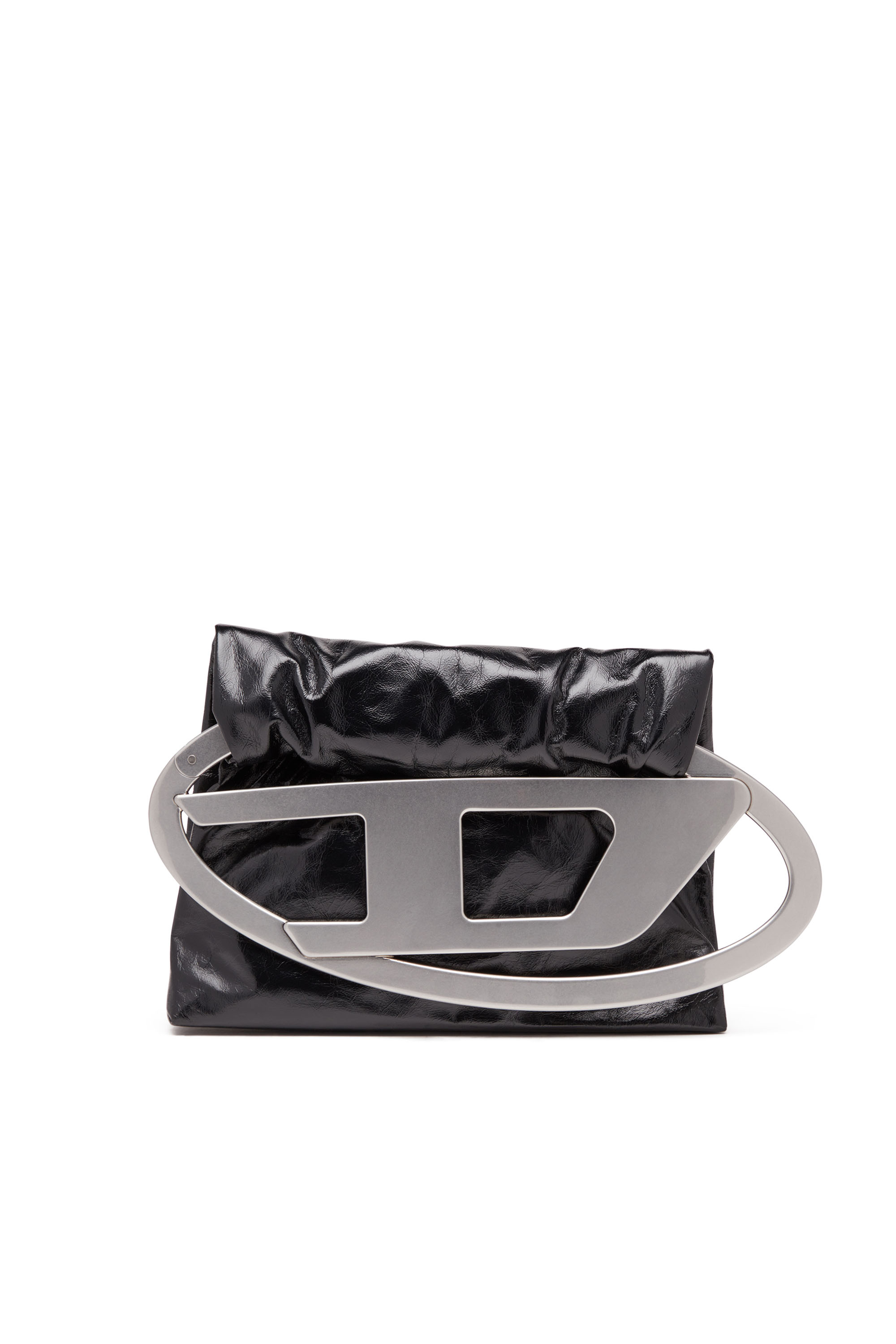 Diesel - BIG-D POUCH, Woman Big-D-Clutch bag in crinkled leather in Black - Image 1