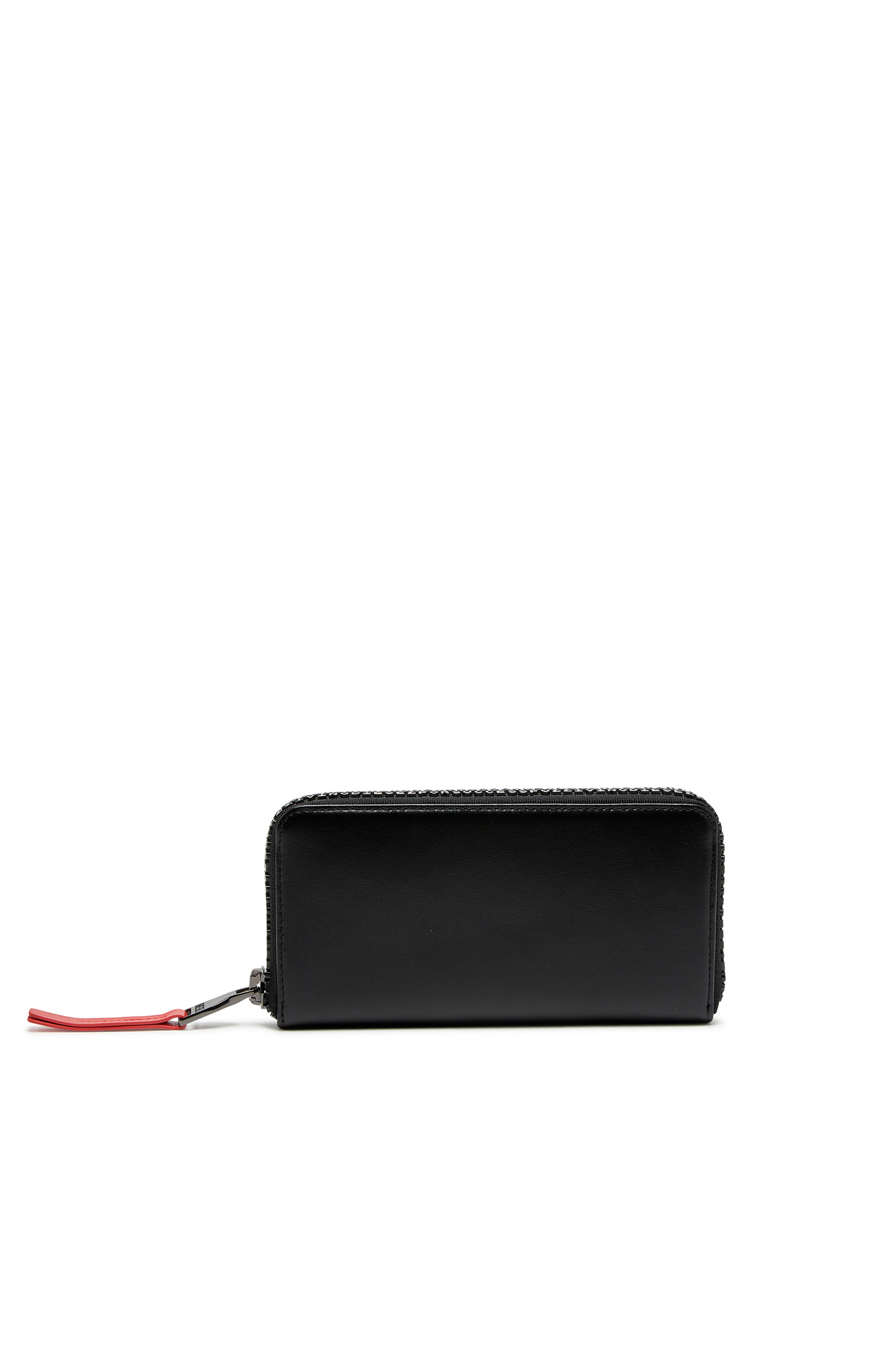 Diesel - ZIP-D CONTINETAL L, Man Long leather wallet with logo zip in Black - Image 1