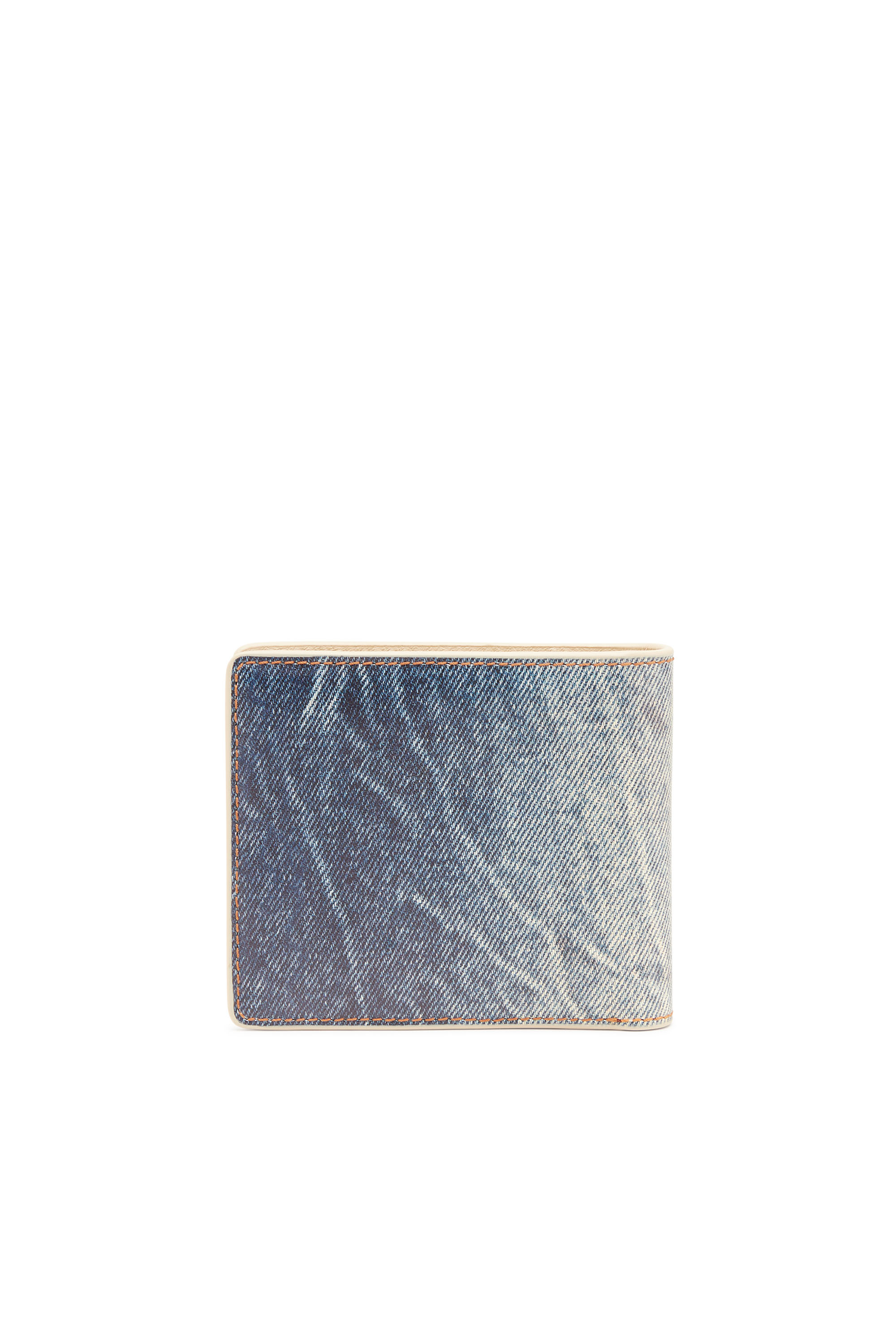 Diesel - JACKRON BI-FOLD COIN S, Man Leather bi-fold wallet with denim print in Blue - Image 2
