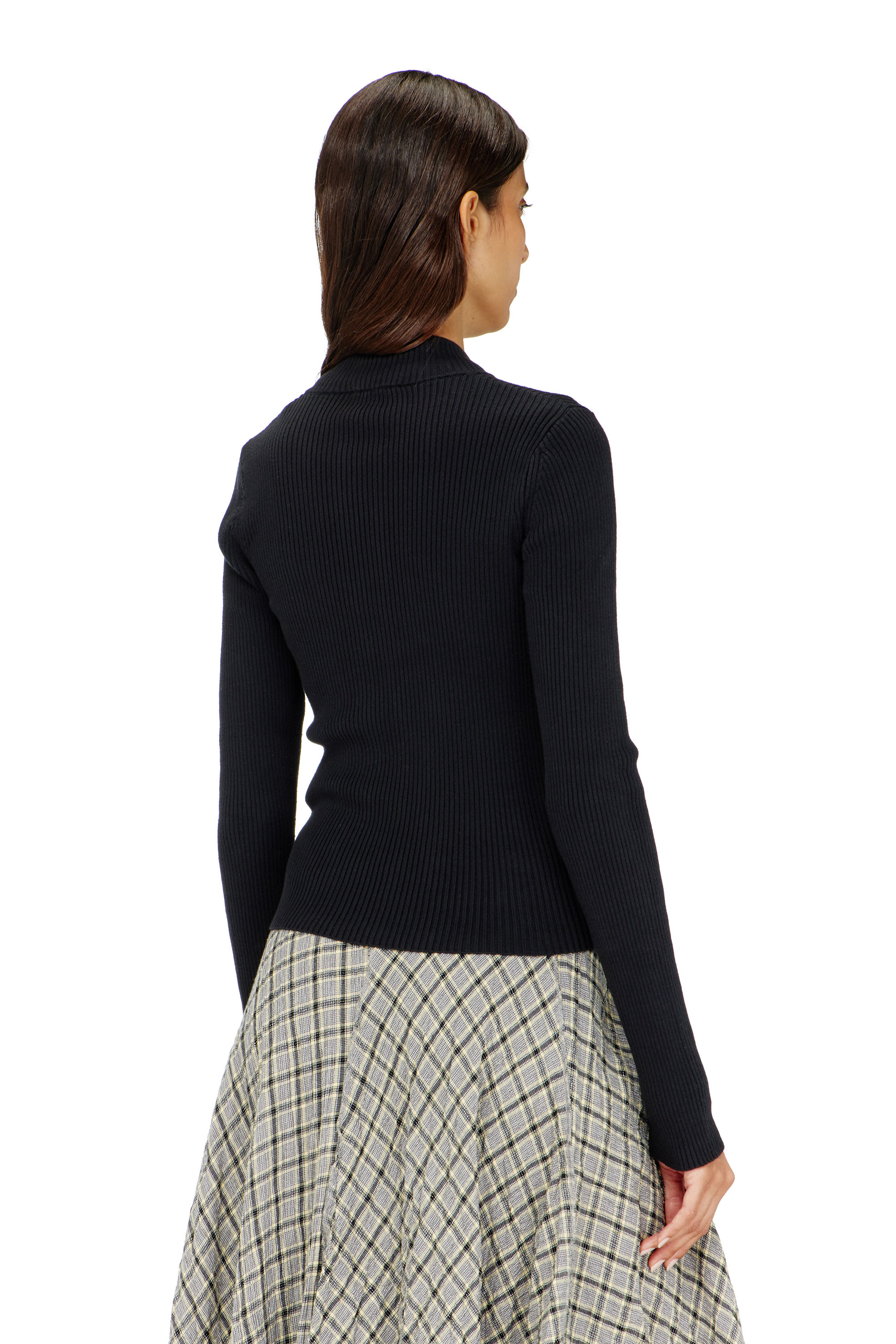 Diesel - M-MELISSA, Woman's Ribbed cardigan with cargo pockets in Black - 4